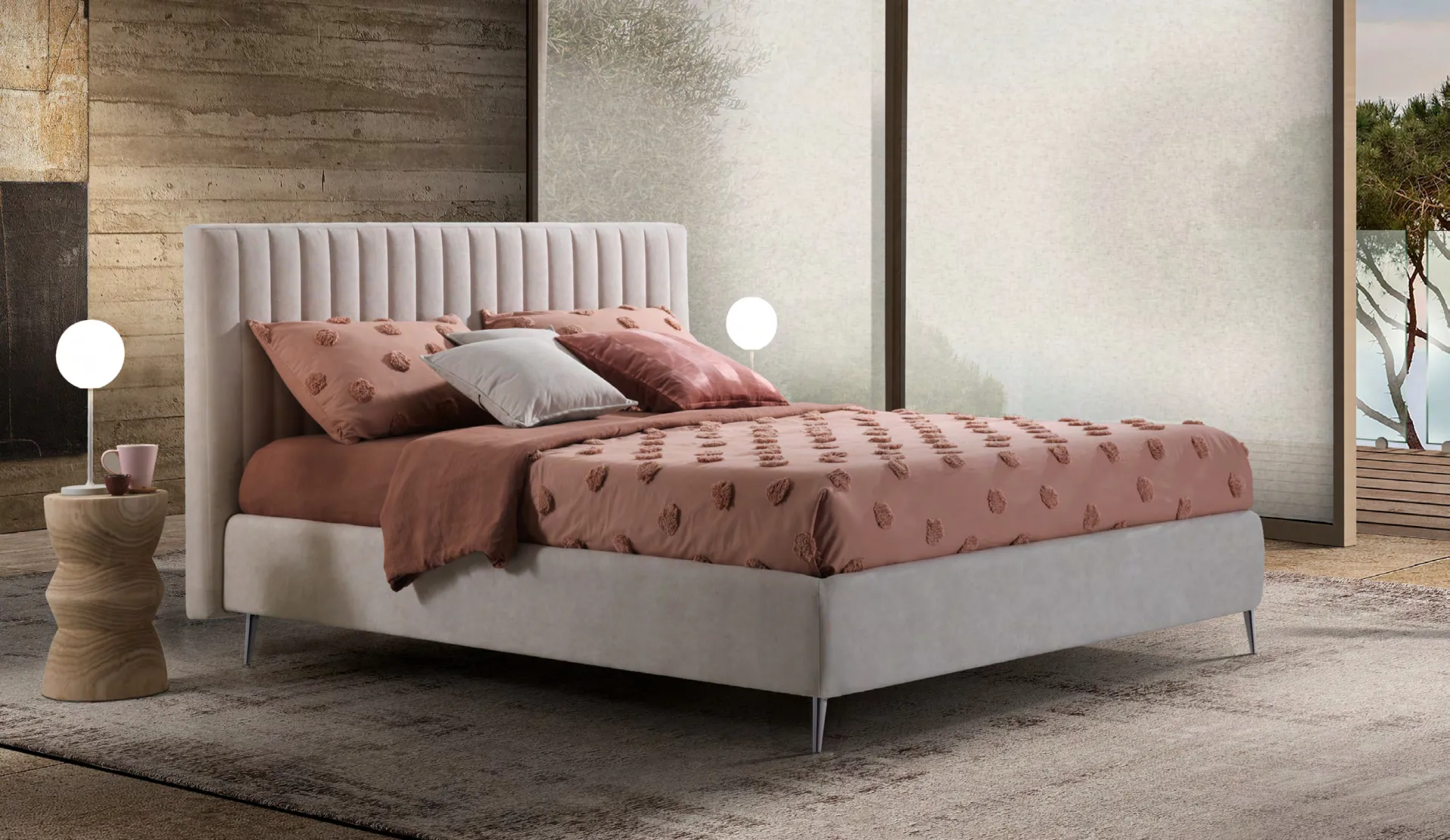 Letto imbottito Storm Artigiana Letti in una camera da letto arredata