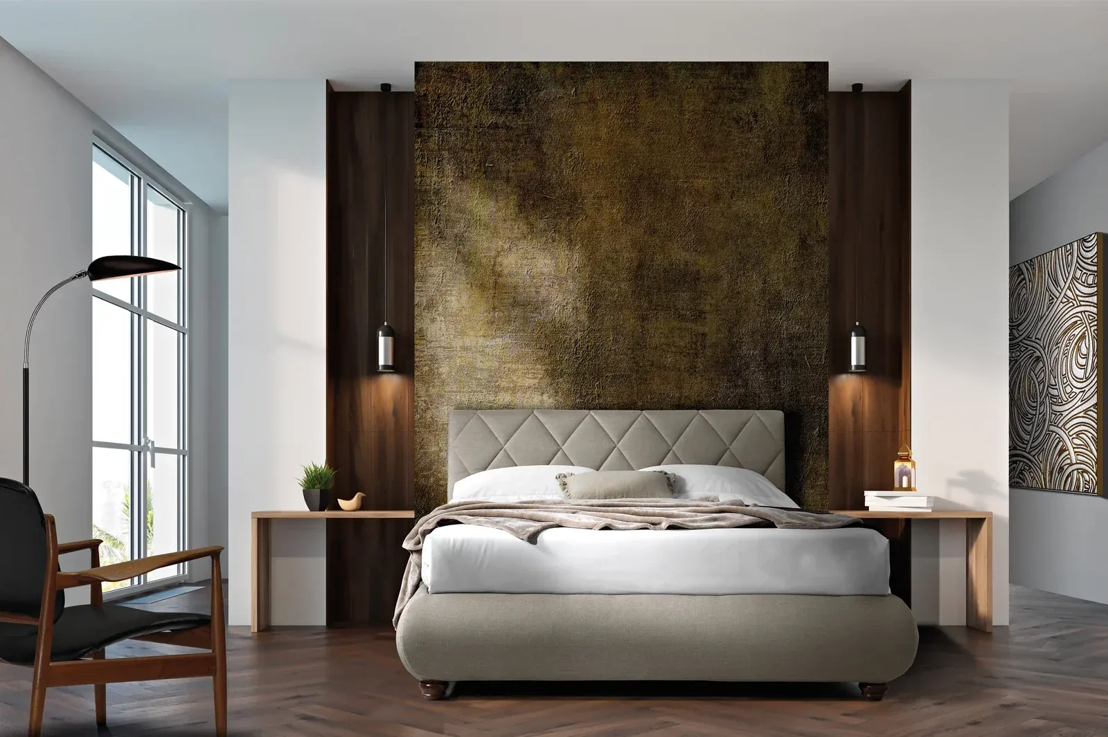 Letto imbottito Iceberg Artigiana Letti in una camera da letto arredata