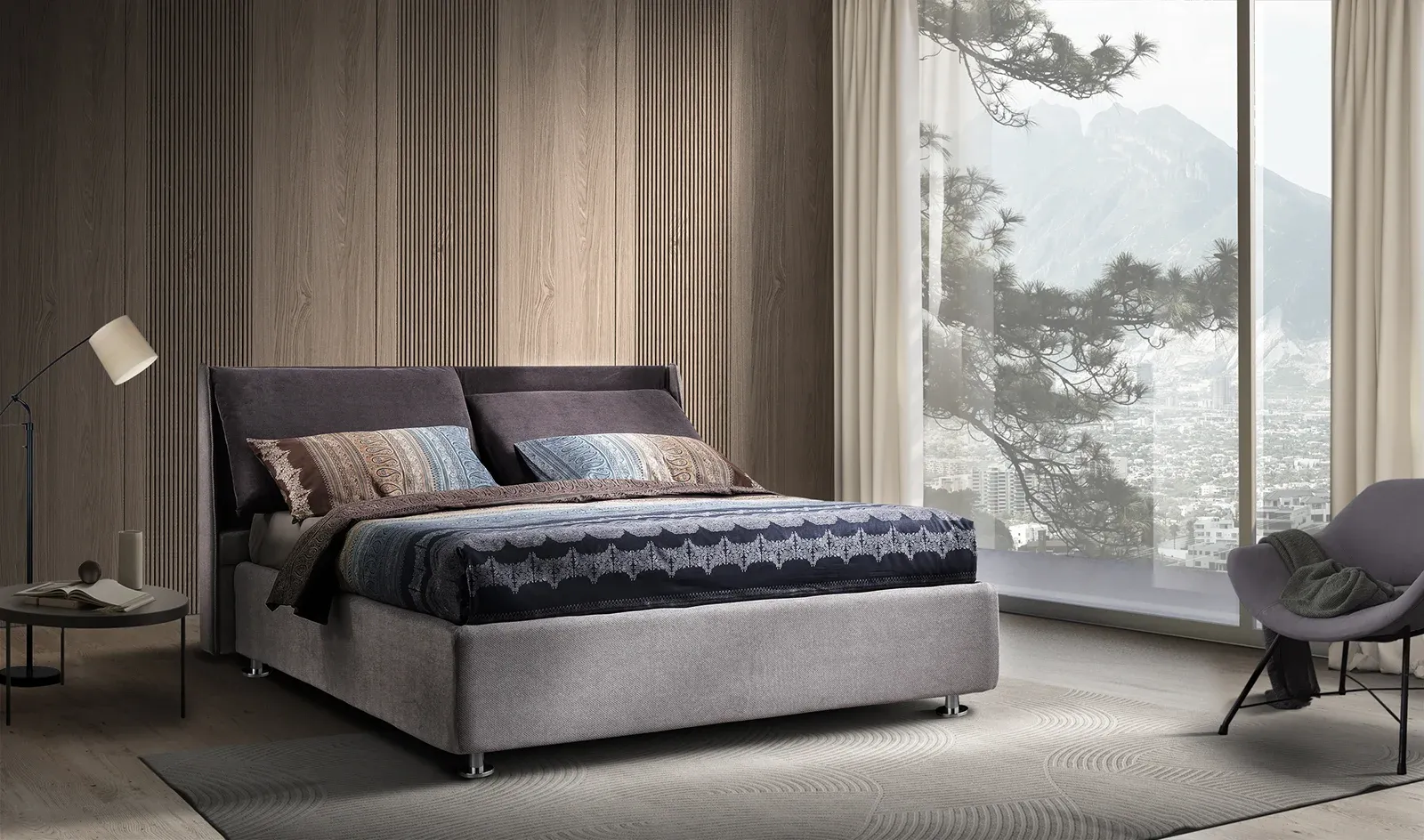 Letto imbottito Open Artigiana Letti in una camera da letto arredata