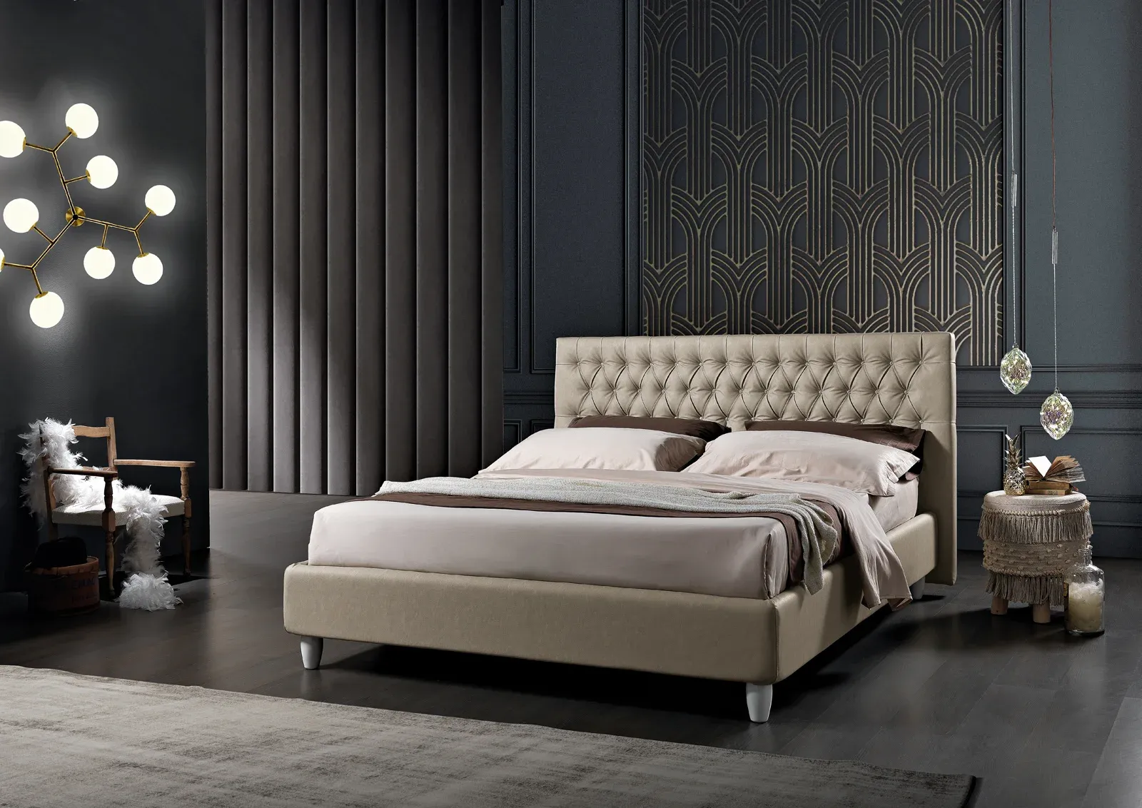Letto imbottito Tender Artigiana Letti in una camera da letto arredata