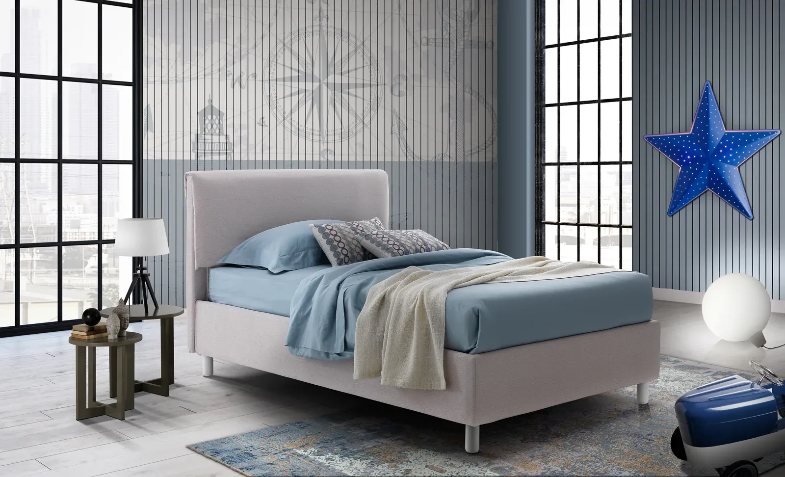 Altra ambientazione di Letto imbottito Gorgona Artigiana Letti, vista frontale