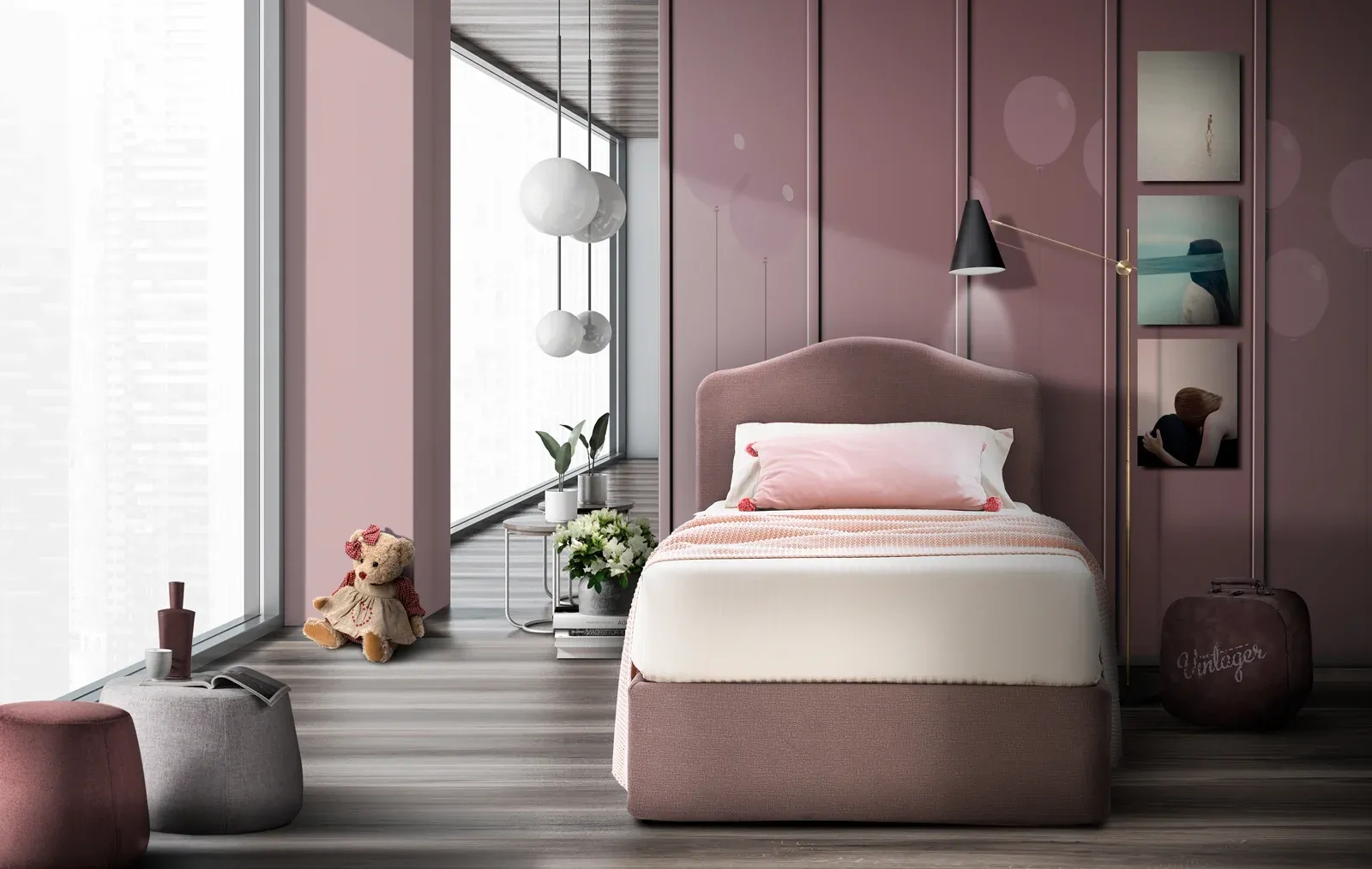 Altra ambientazione di Letto imbottito Lipari Artigiana Letti, vista frontale