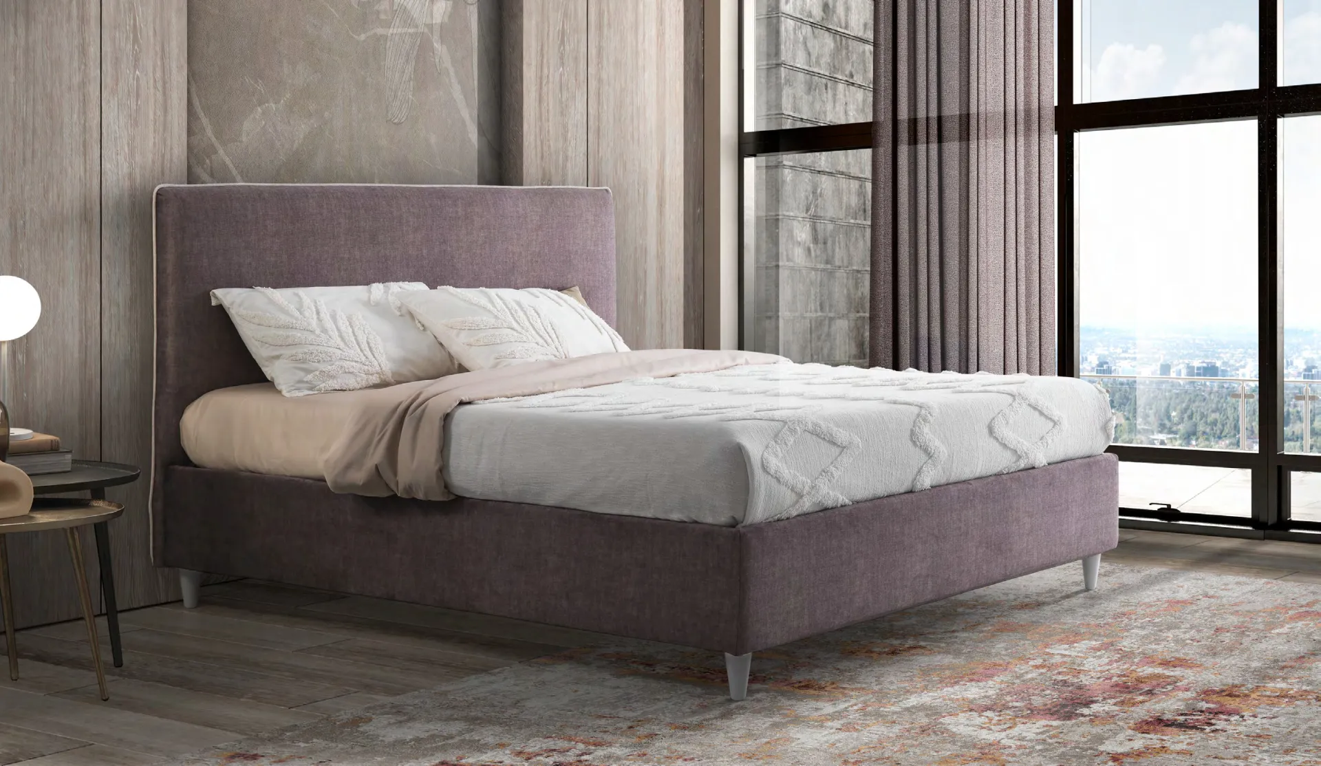 Letto imbottito Alicudi Artigiana Letti in una camera da letto arredata