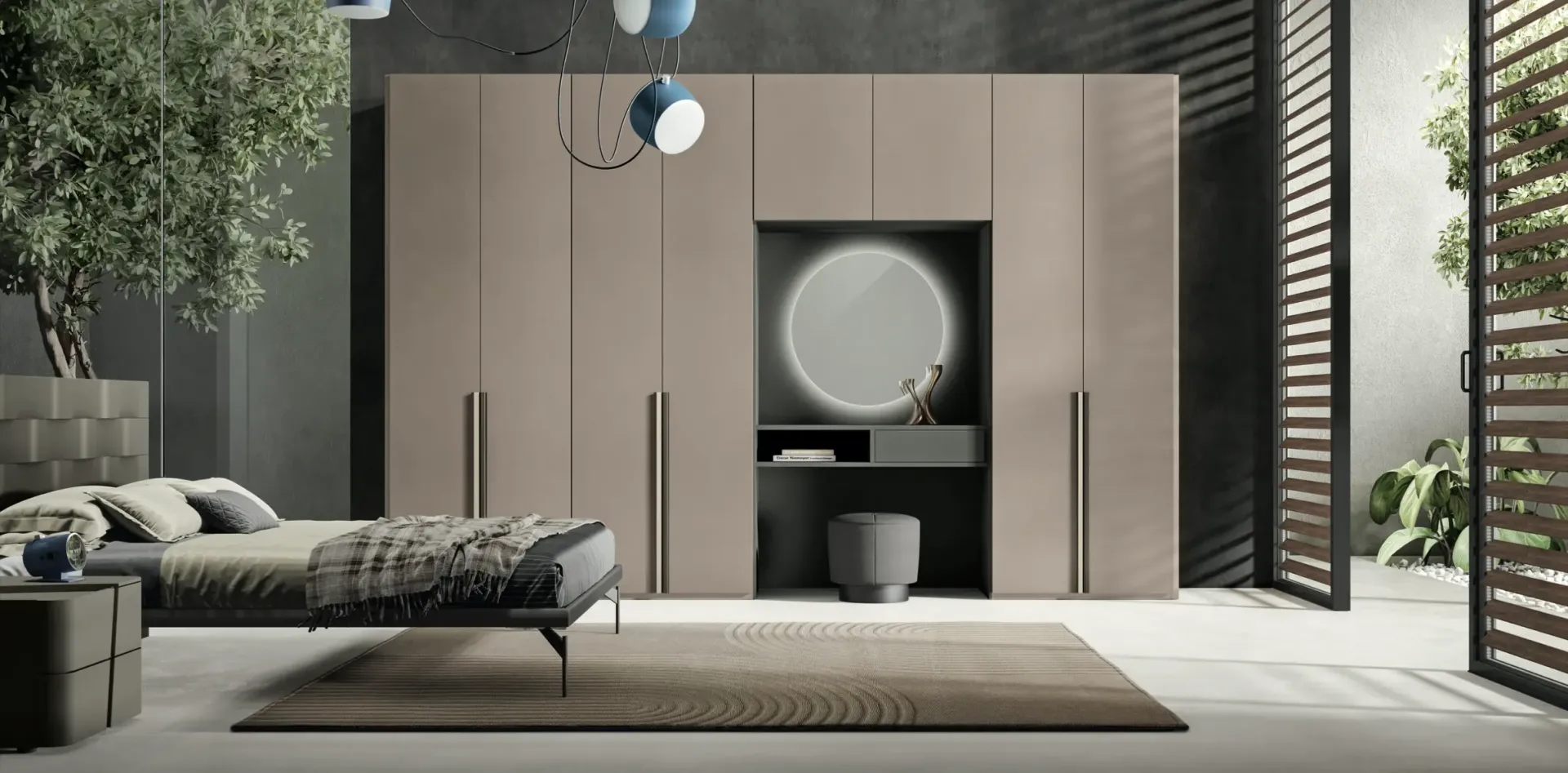Armadio battente Home Mood Style Artigianmobili con vano centrale e specchiera