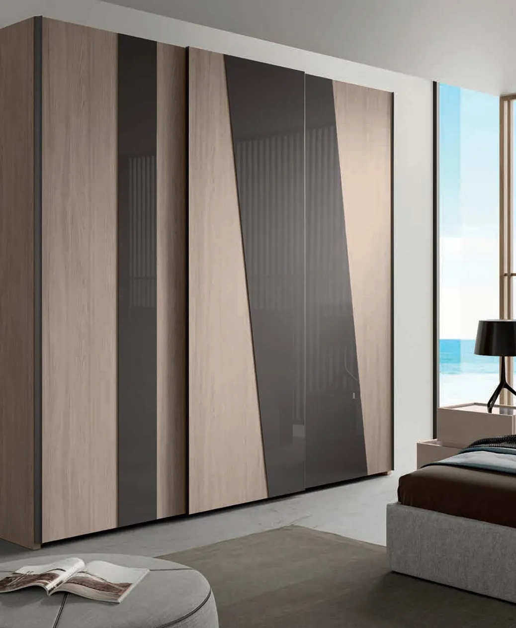 Armadio Code in rovere e vetro fondente della camera Moderno 20 Artigianmobili