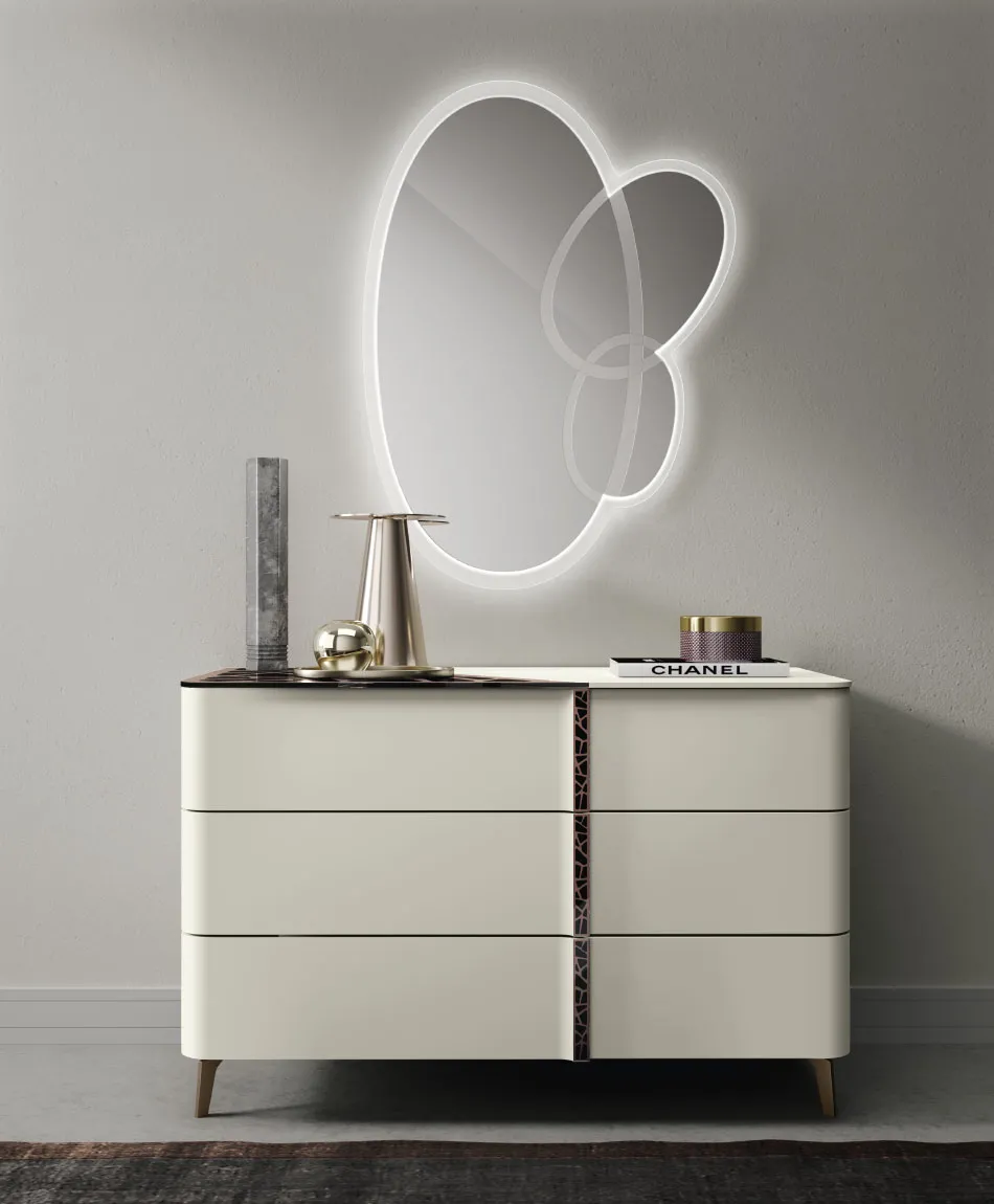 Comò Batik 02 Artigianmobili chiaro con specchio retroilluminato