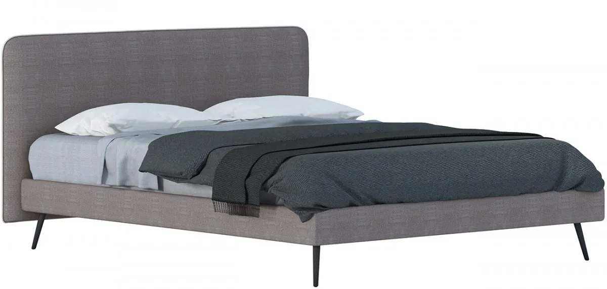 Letto imbottito Boston Cinquanta3 in tessuto grigio su piedini, foto scontornata