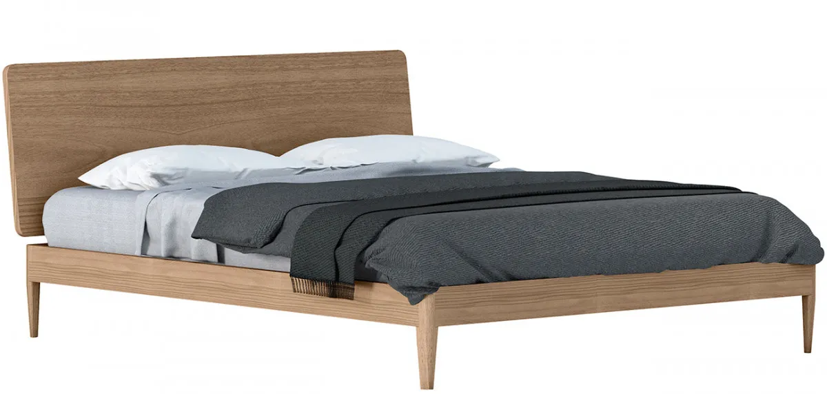 Letto Suez Cinquanta3 in noce su gambe in legno, foto scontornata