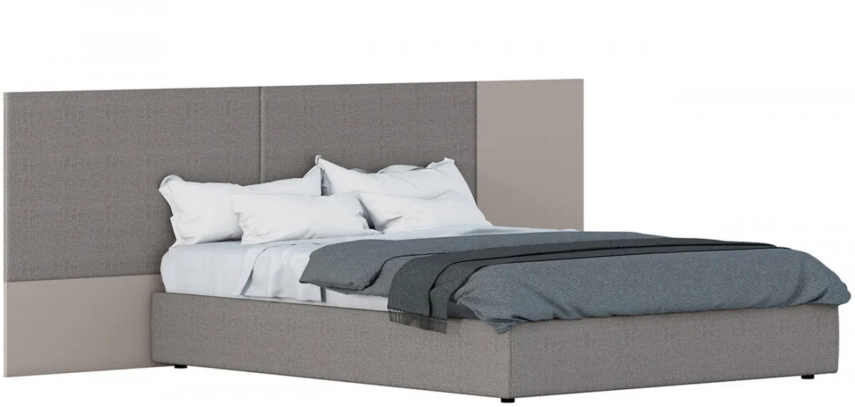 Testiera Arnad Cinquanta3 a pannelli grigi con letto imbottito, foto scontornata