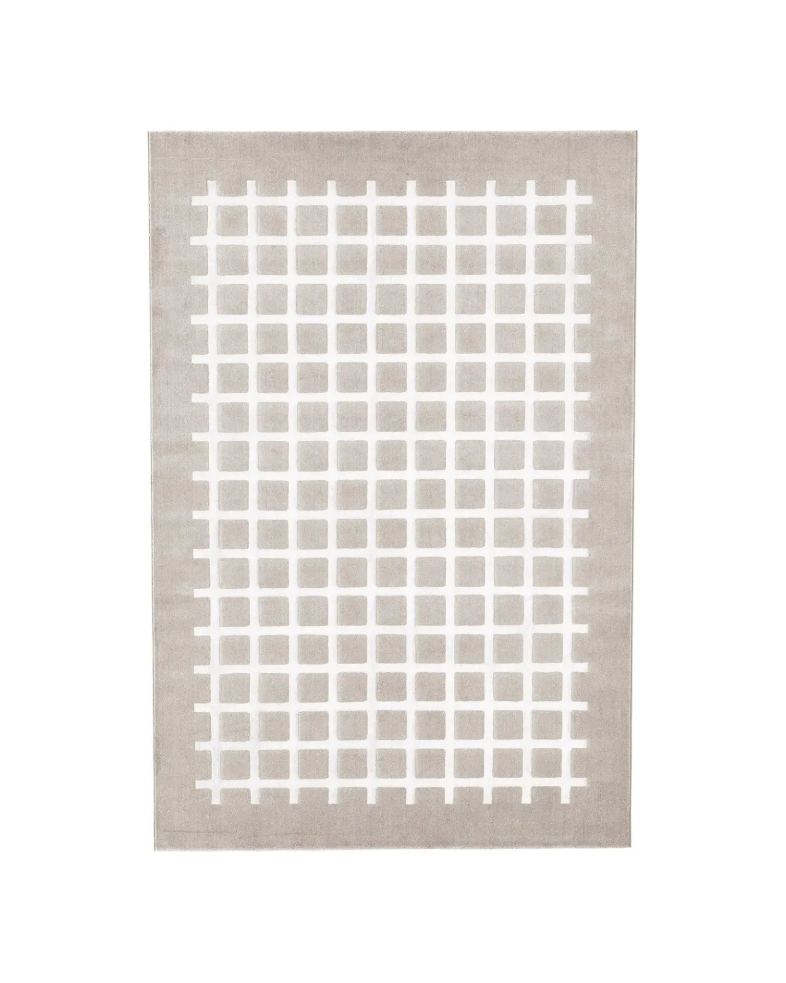 Tappeto Cek Connubia rettangolare scontornato, con disegno a quadri bianchi su fondo beige