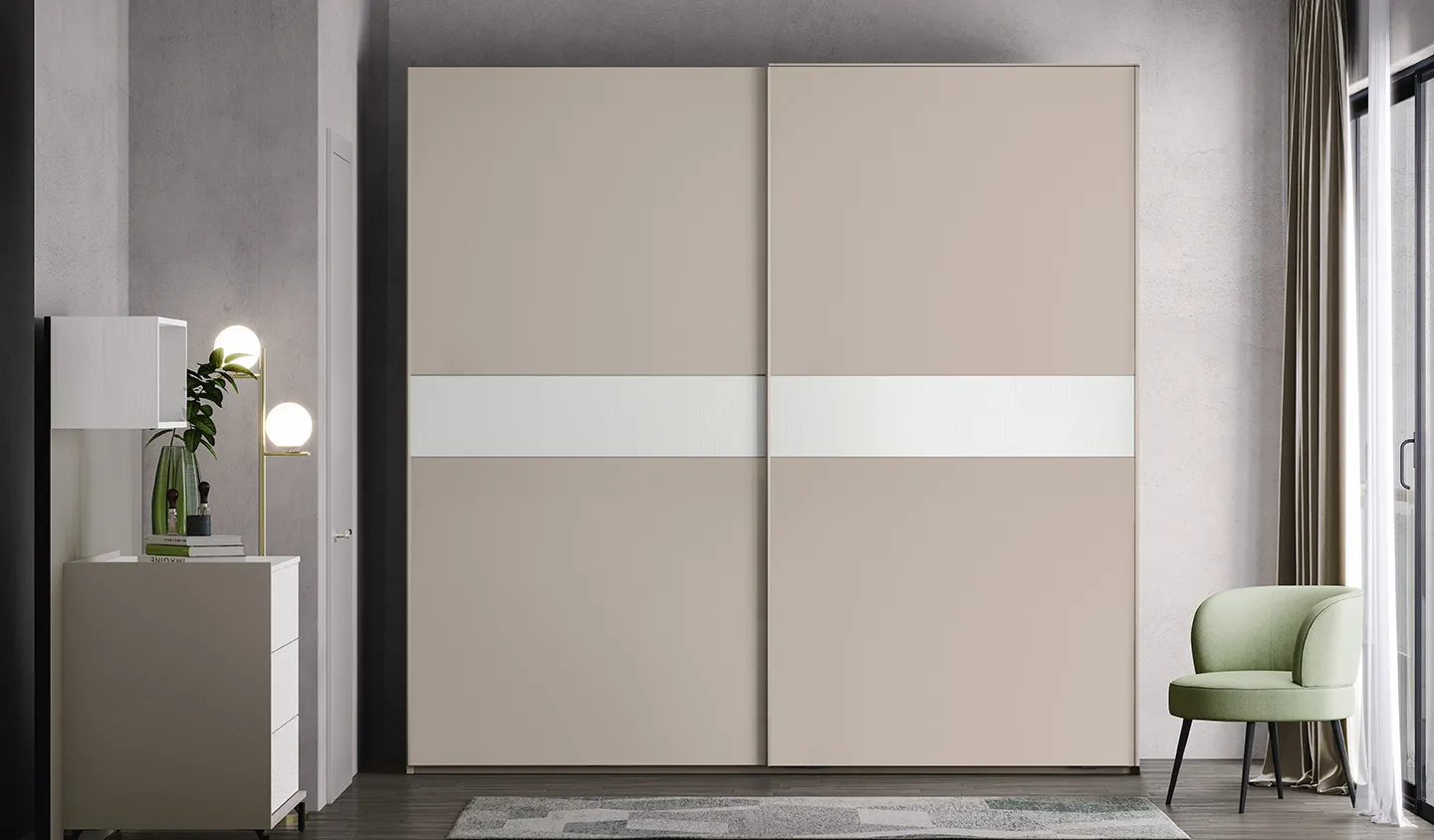 Armadio Inserto Colombini beige con fascia bianca in camera d'albergo