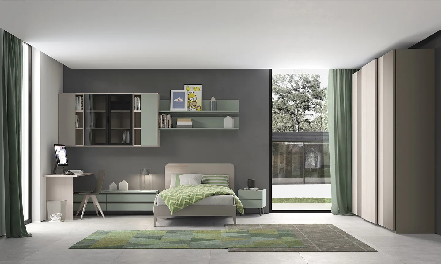 Cameretta Young Space Y120 Colombini con armadio Sector e scrivania