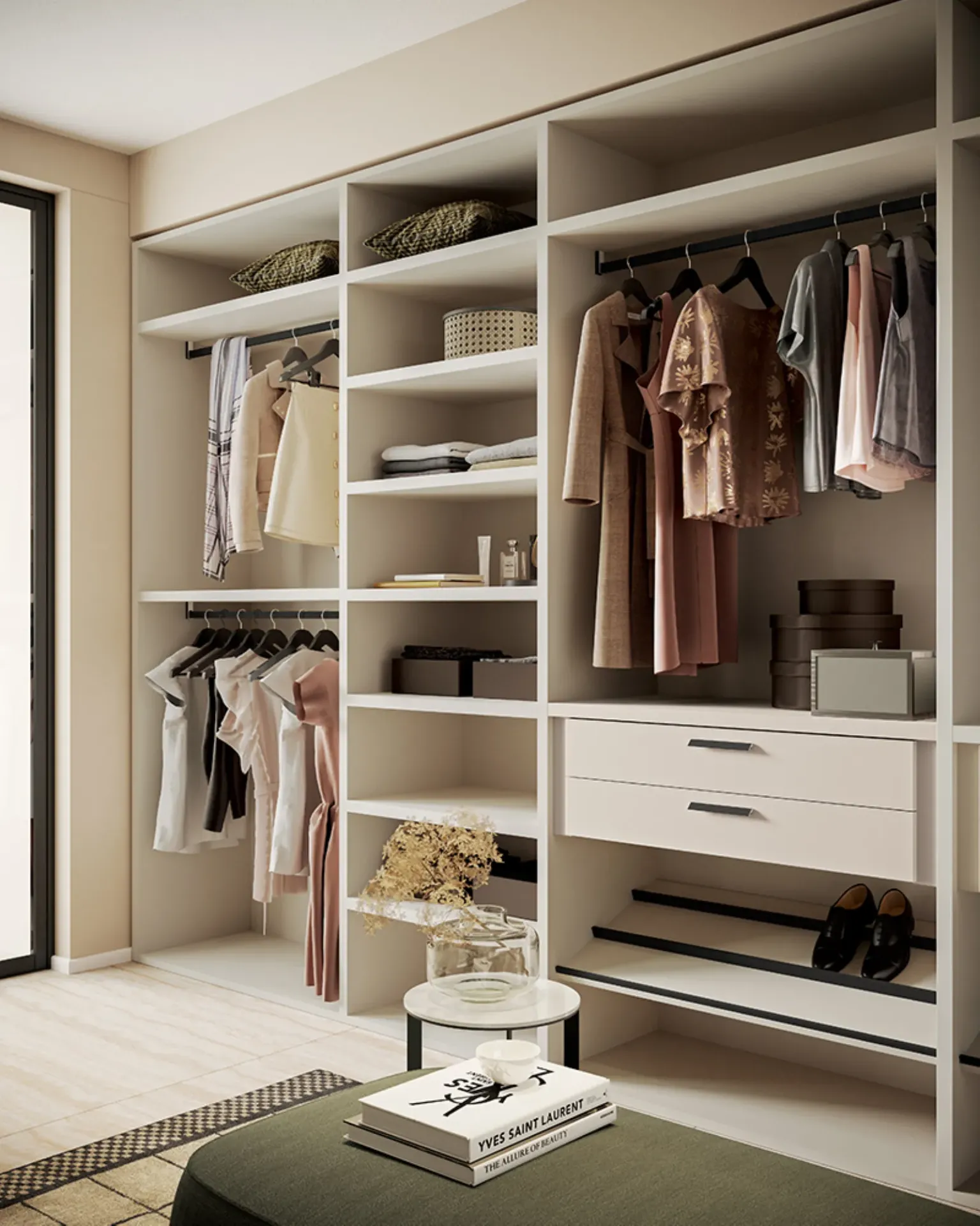 Moduli della cabina Cubik Dielle Modus con cassetti e appendiabiti