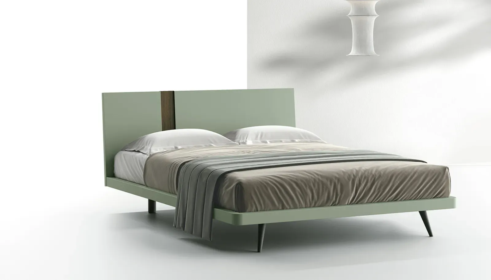 Letto Afrodite Dielle Modus verde salvia con gambe inclinate