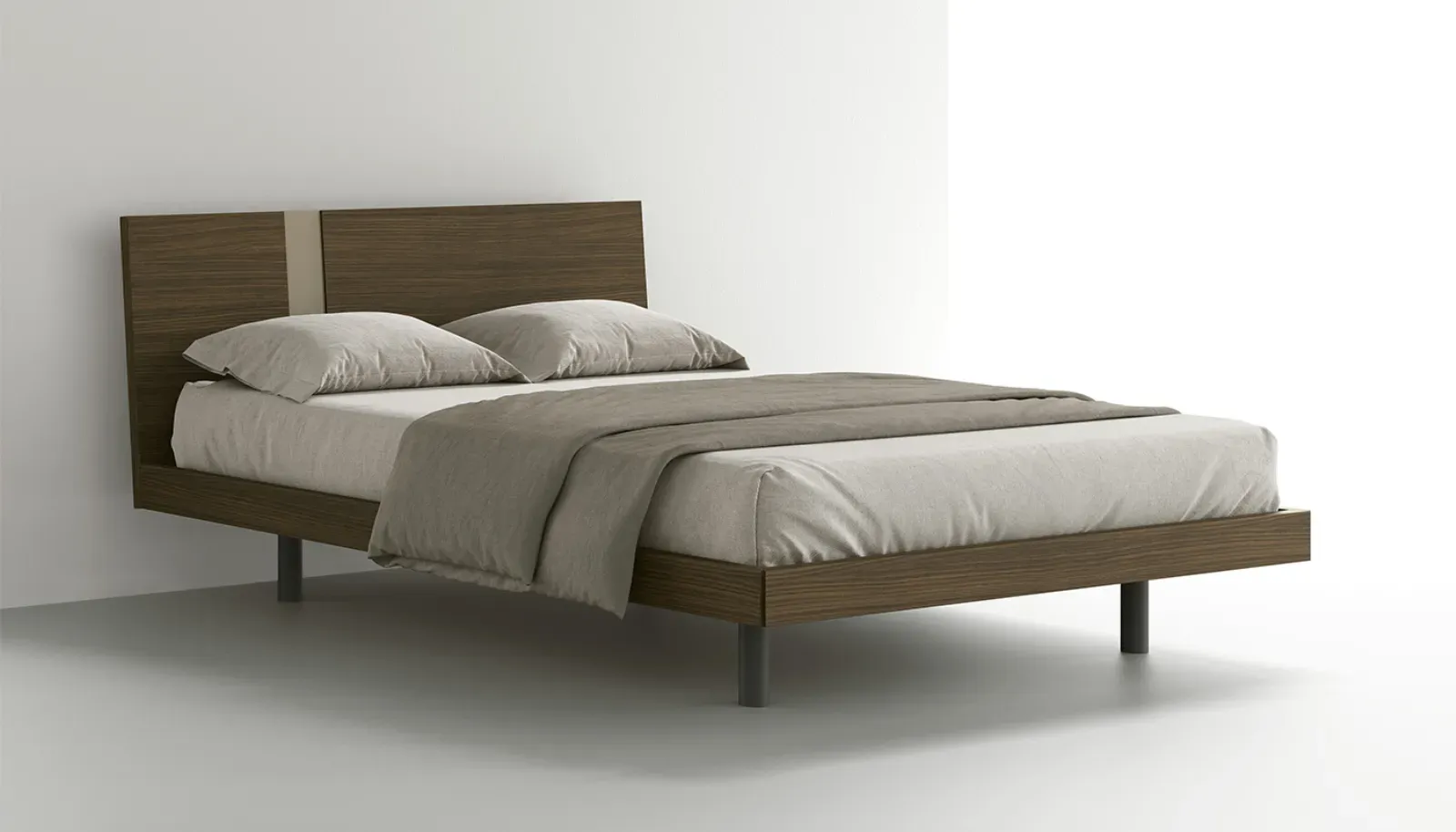 Letto Afrodite Dielle Modus in legno scuro con incasso chiaro nella testiera