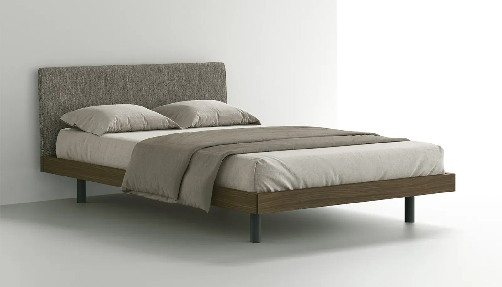 Letto Line Dielle Modus con imbottitura in tessuto sulla testiera