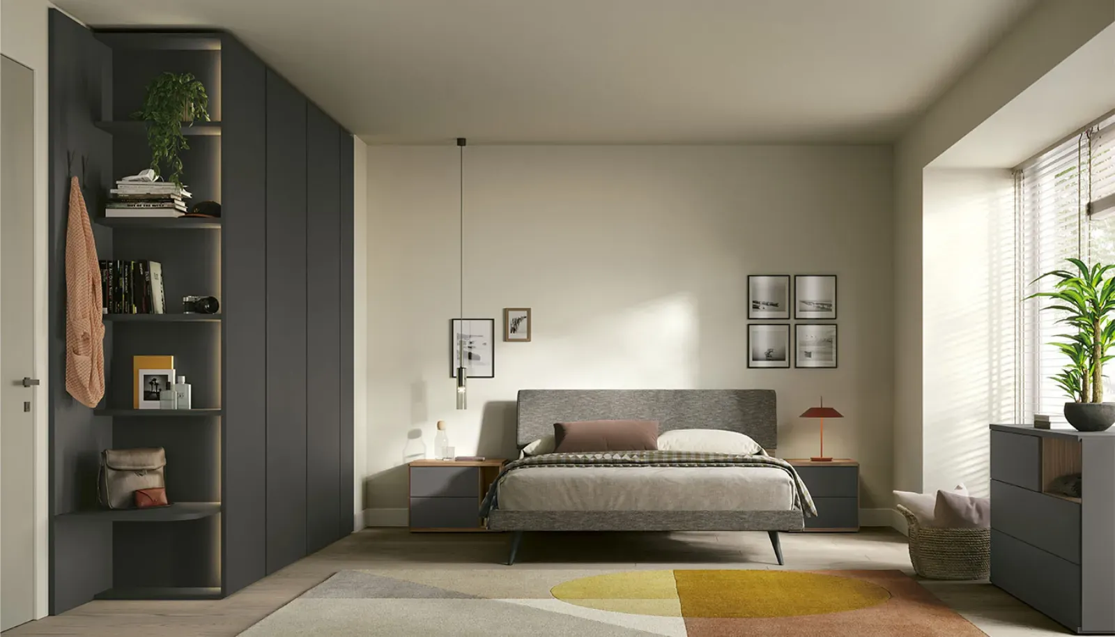 Letto Flap Dielle Modus in una camera con armadio scuro