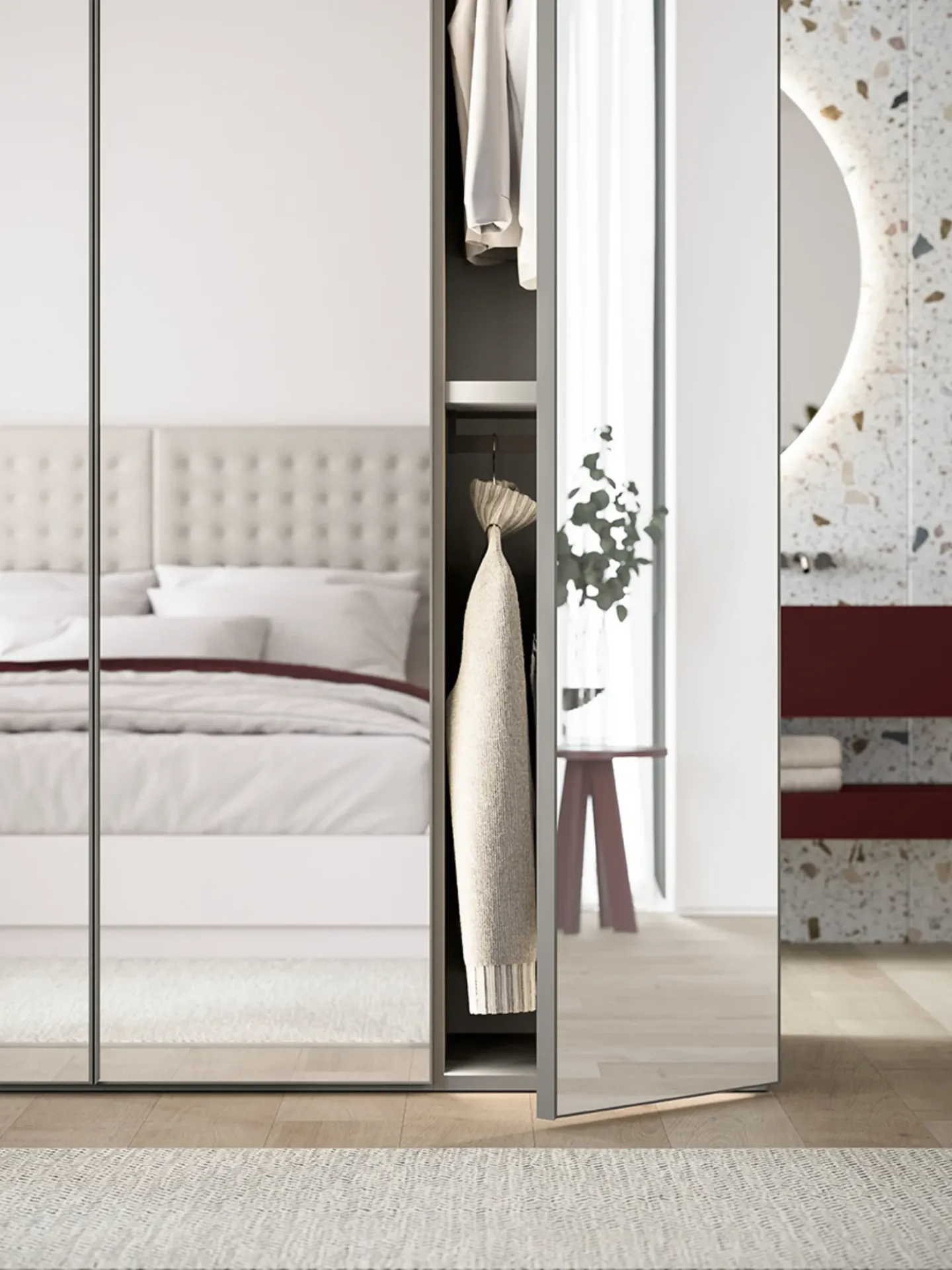 Armadio Kristal Dielle Modus con anta a specchio aperta
