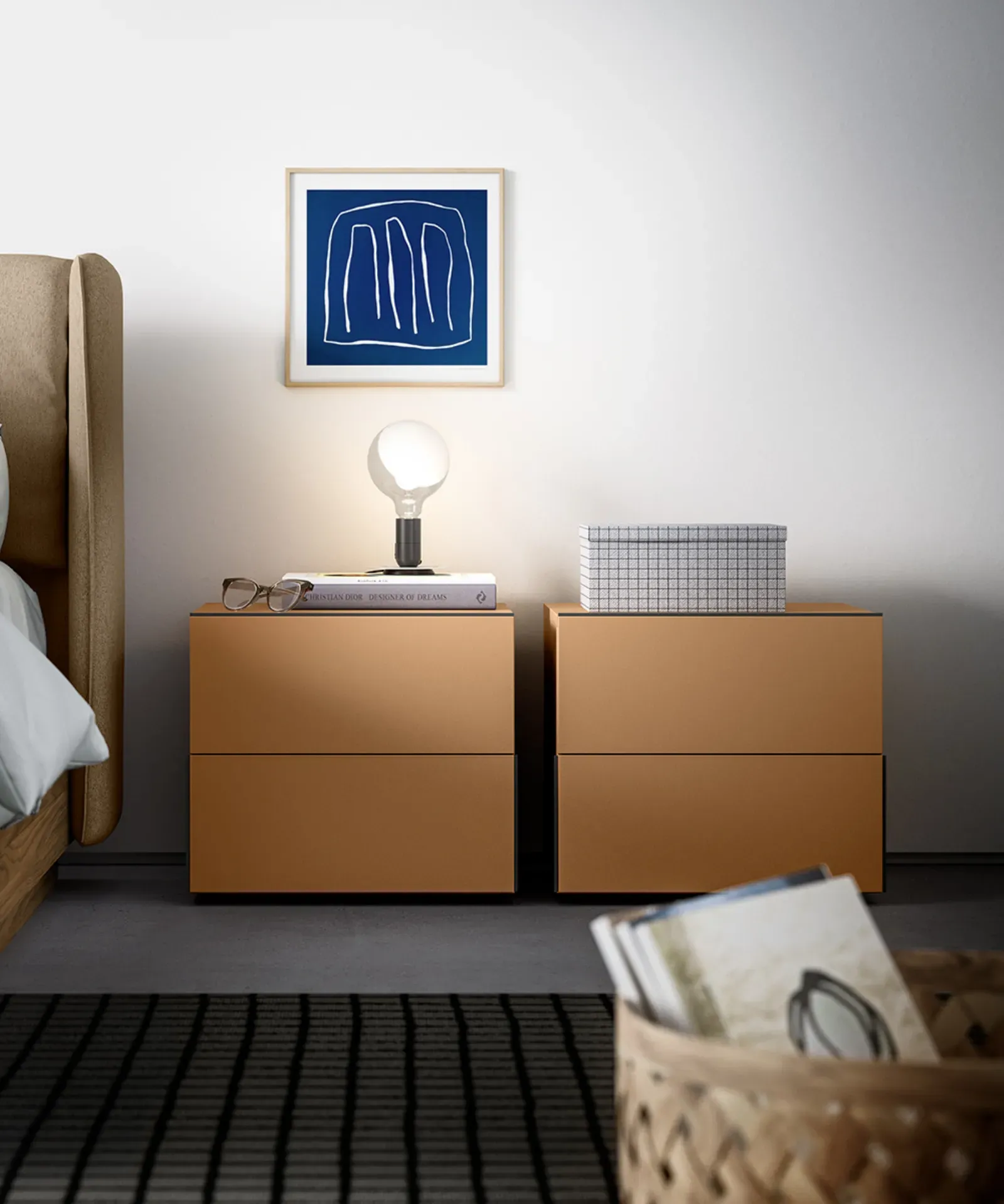 Comodini Slim Dielle Modus color cuoio