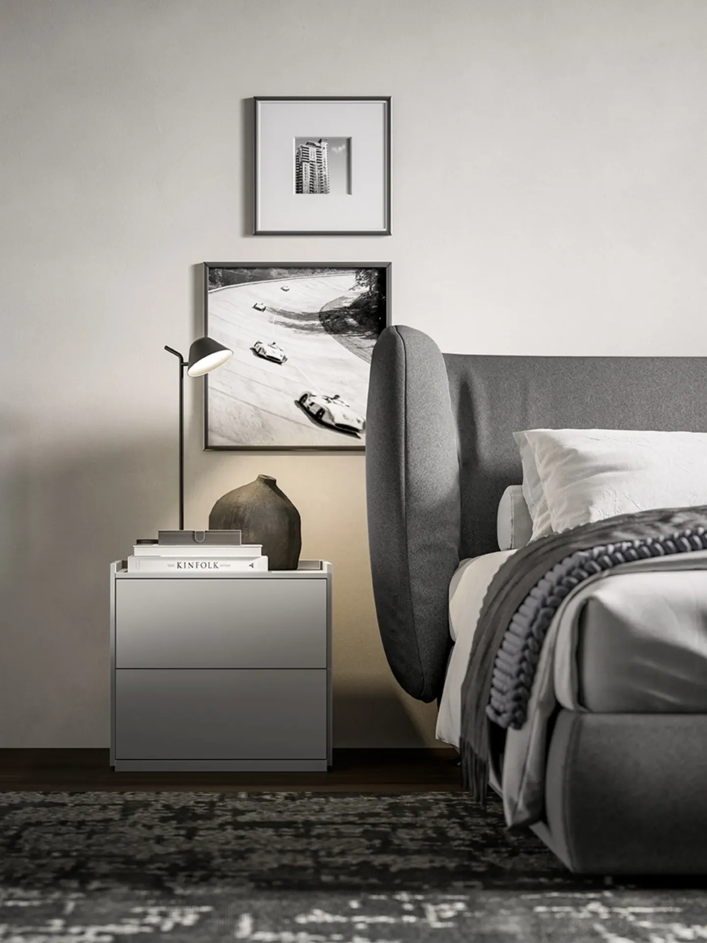 Comodino Tray Dielle Modus con piano a bordi rialzati