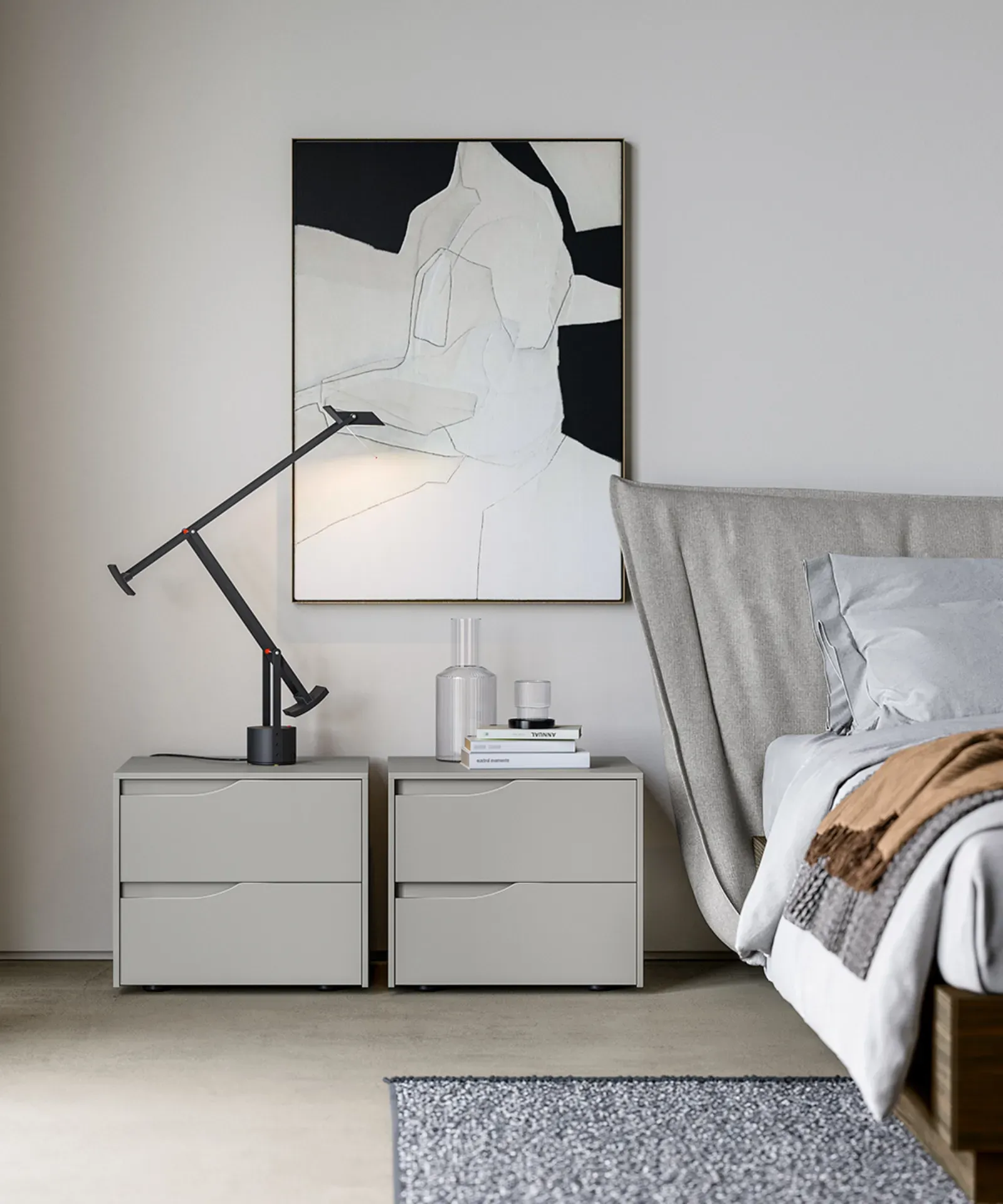 Comodini Wind Dielle Modus chiari accanto al letto