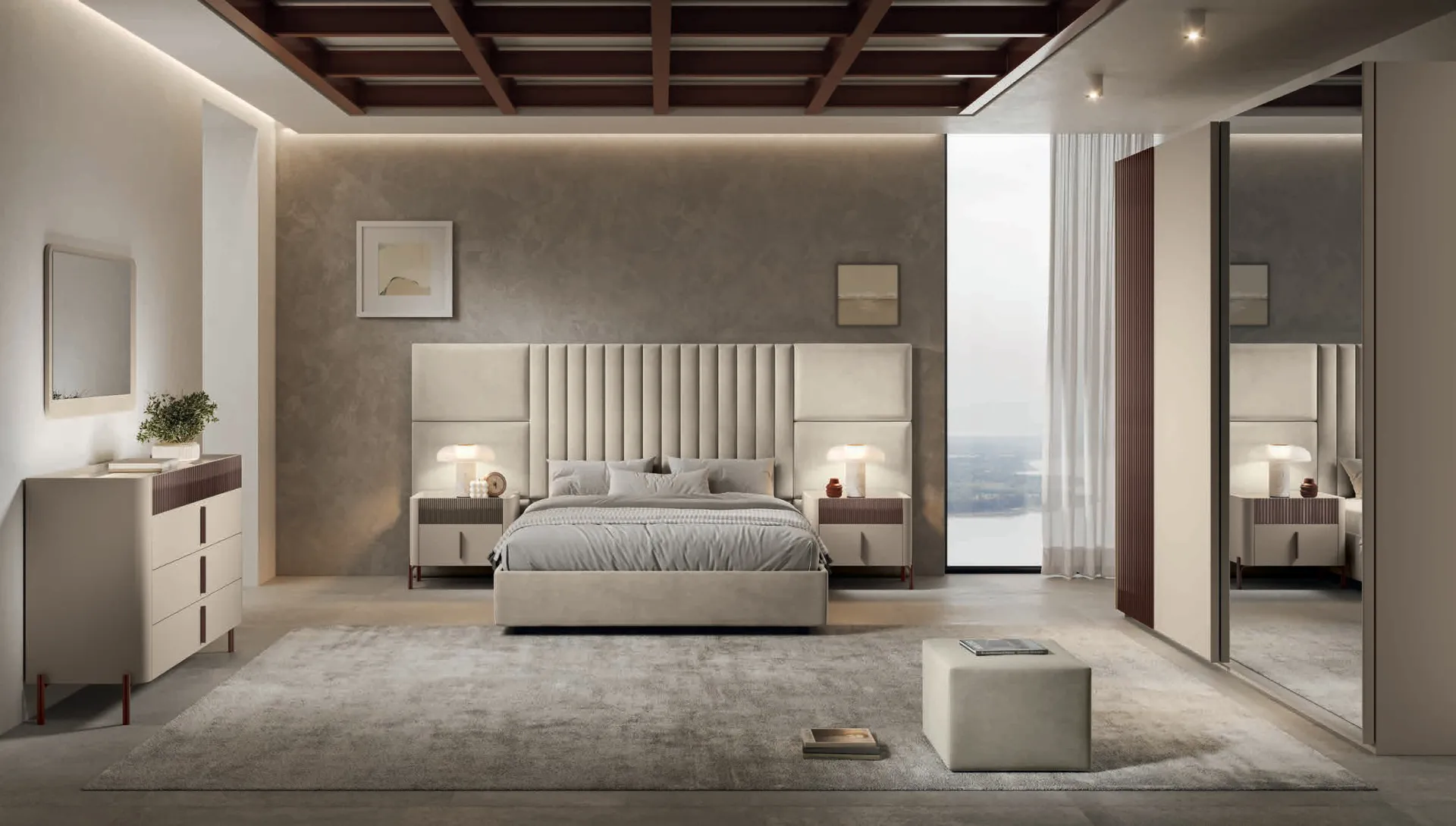 Camera Camilla Euro Design C02 con letto e boiserie imbottita laterale