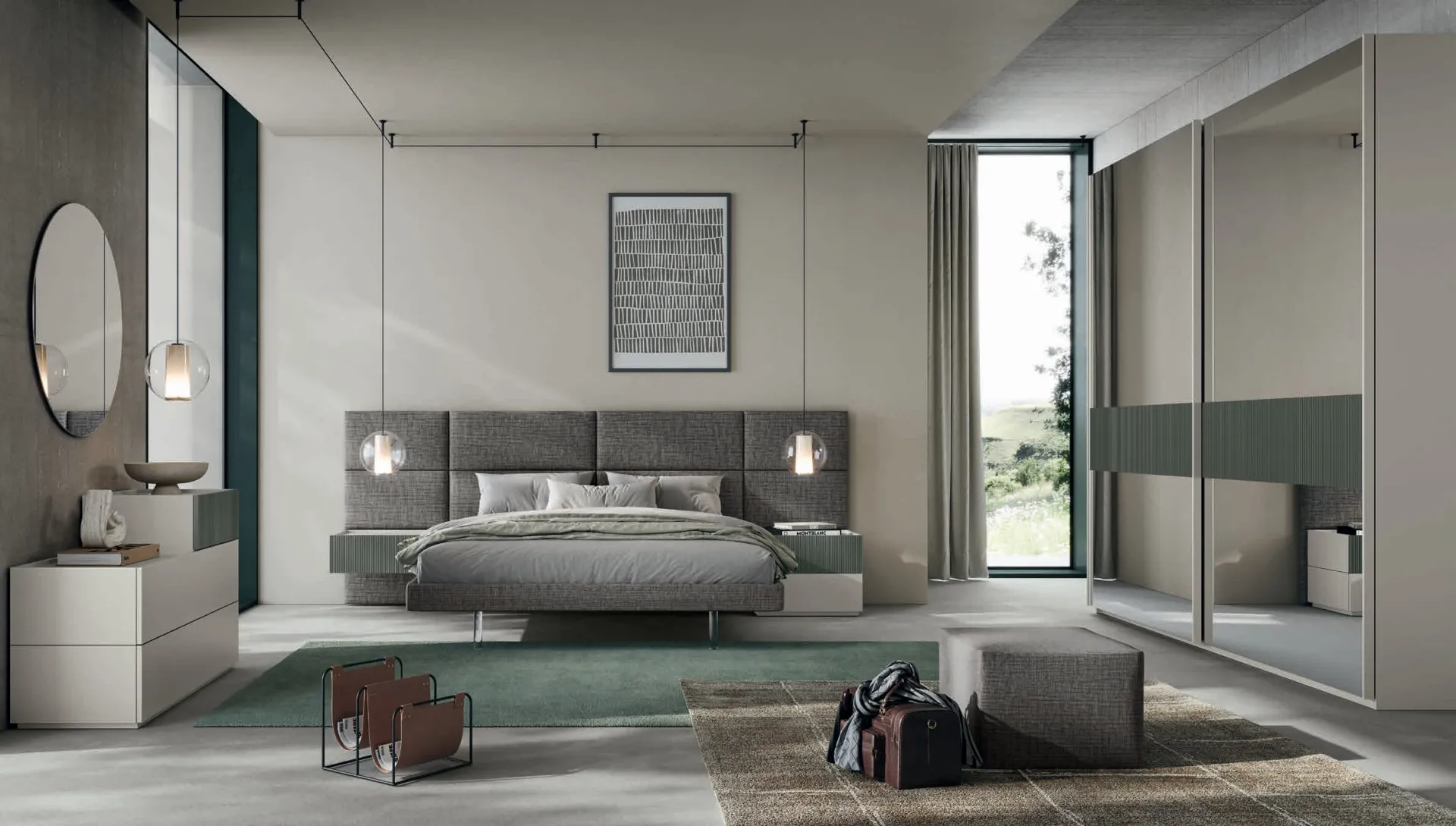 Camera Groove Euro Design G02 con letto Groove grigio scuro e moduli sospesi