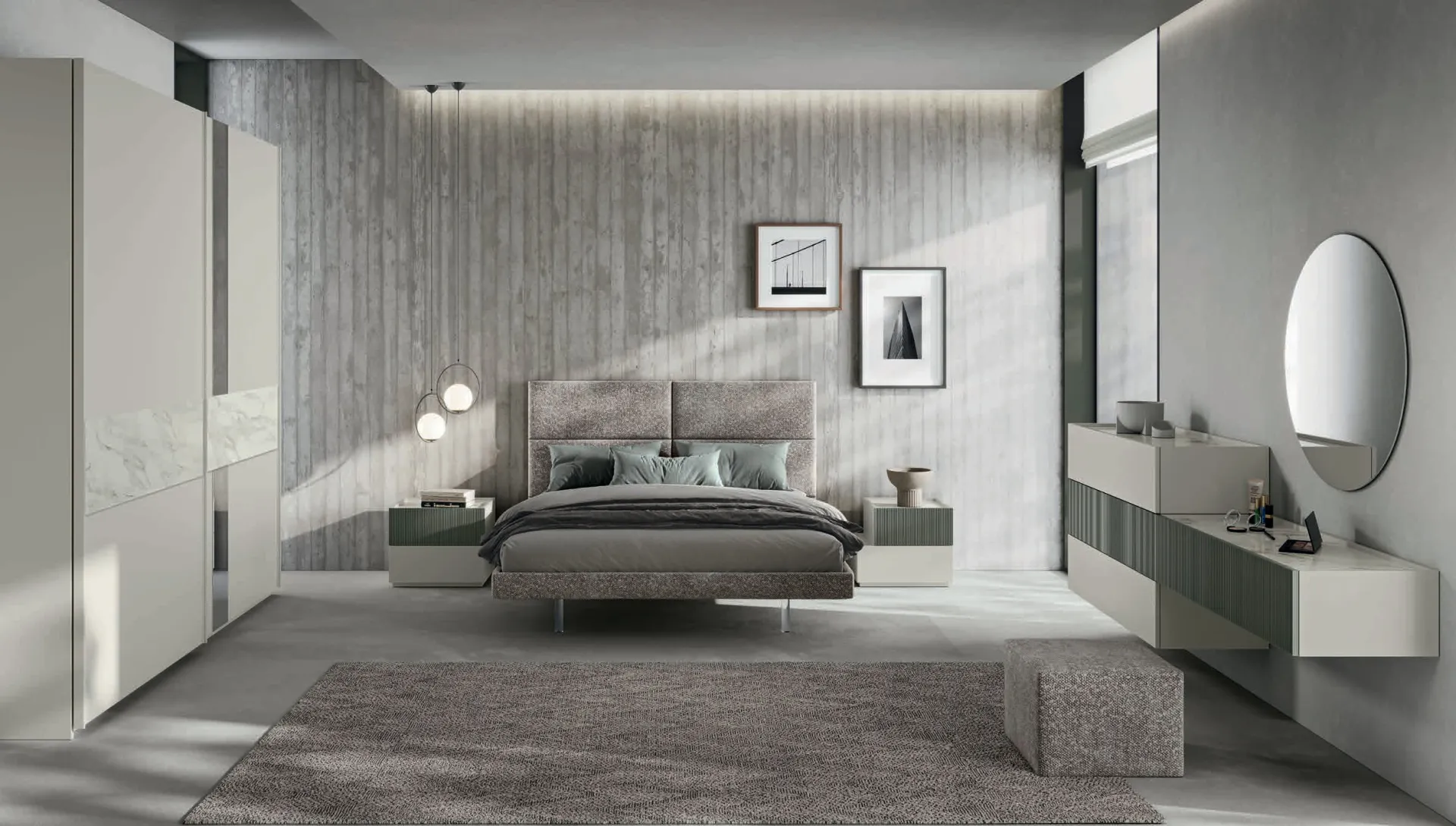 Camera Groove Euro Design G04 con letto Shine grigio e settimino a moduli