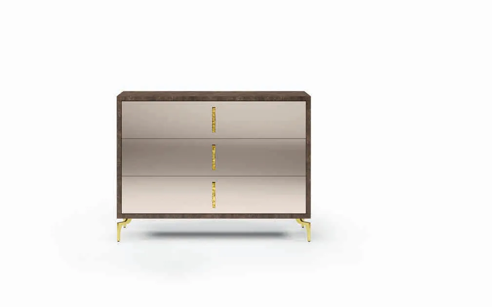 Comò Thea Euro Design su fondo bianco con piedi oro