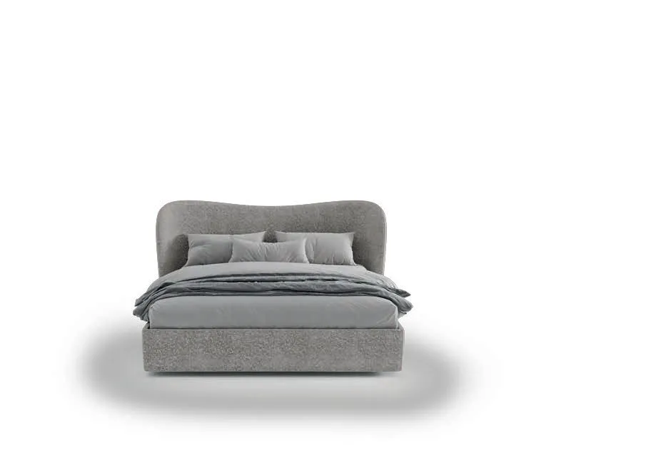Letto Shine Euro Design scontornato con testiera curva e giroletto imbottito