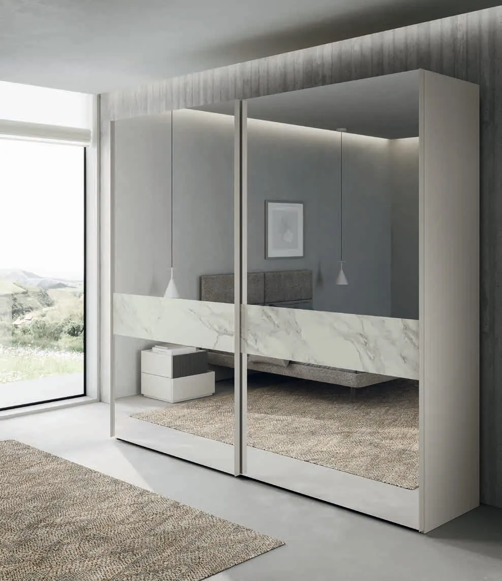 Armadio Groove Euro Design con specchi e vetro effetto marmo