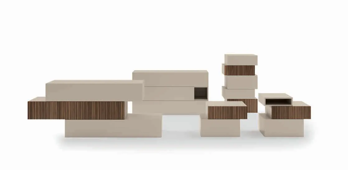 Moduli Bepop Euro Design beige e noce rigato scontornati