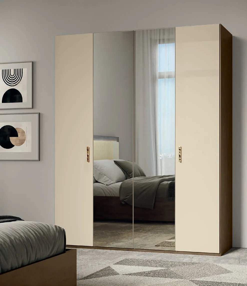 Armadio Tiffany Euro Design ad ante battenti tortora con anta a specchio