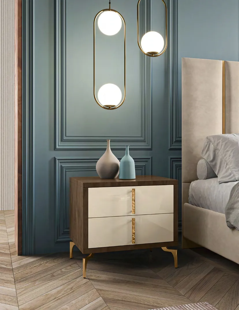 Comodino Tiffany Euro Design con piedini oro opaco
