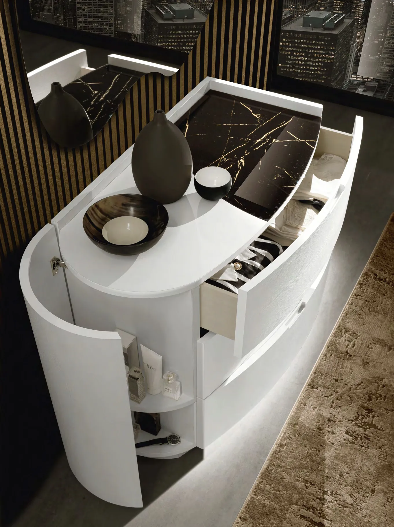 Fianco curvo apribile con ripiano del comò Dolcevita Euro Design