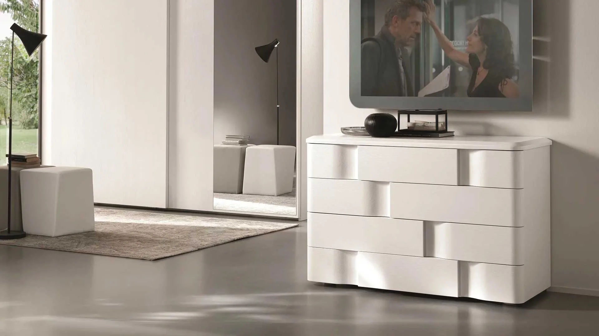 Comò e comodini Levante Euro Design in frassino bianco