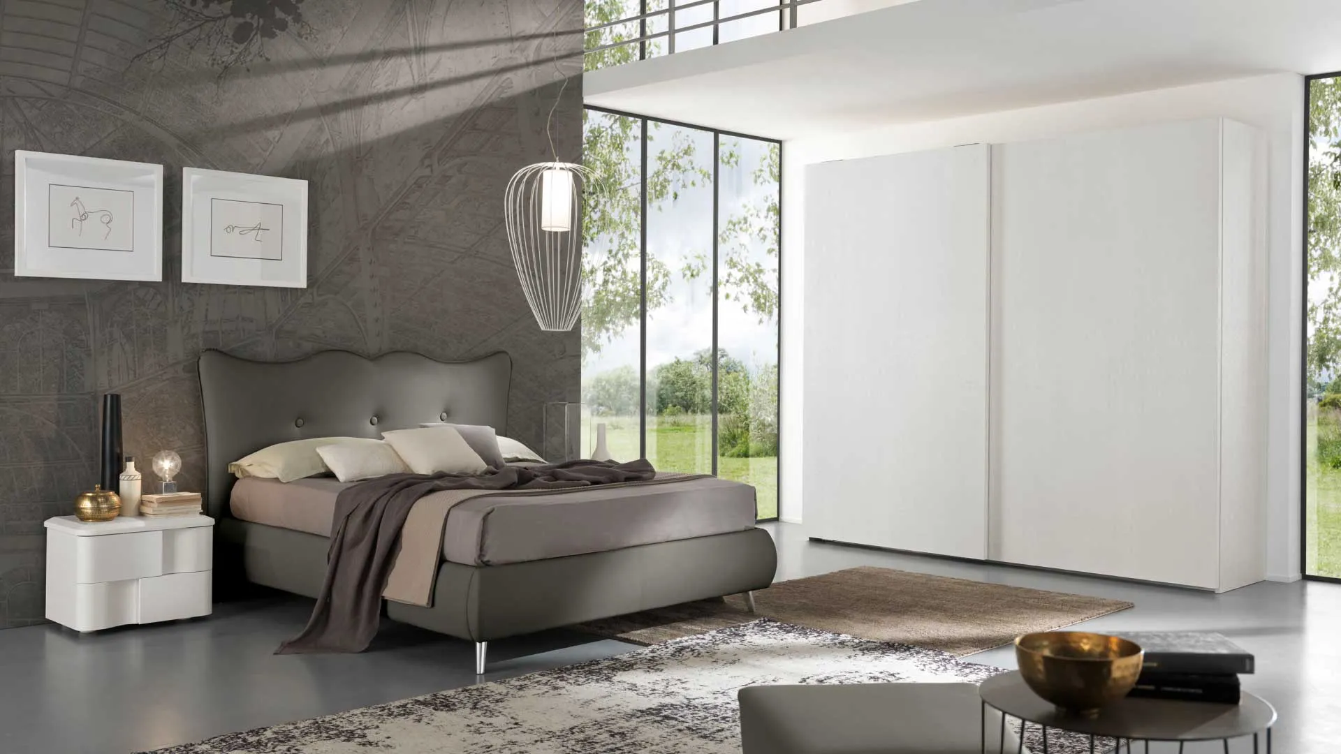 Armadio Levante Euro Design a due ante scorrevoli in frassino bianco