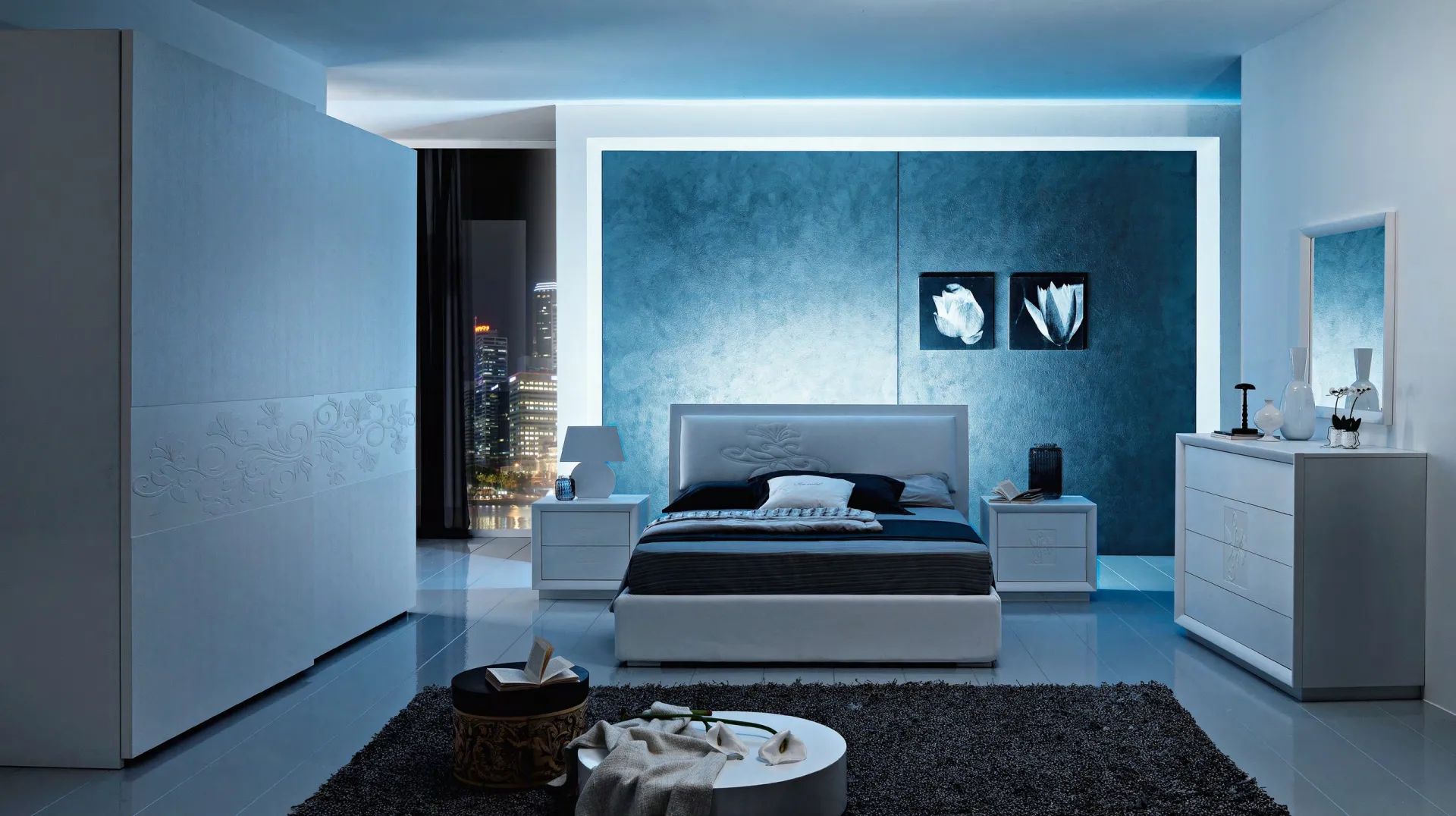 Camera Artemide Euro Design composizione 43 con letto e LED