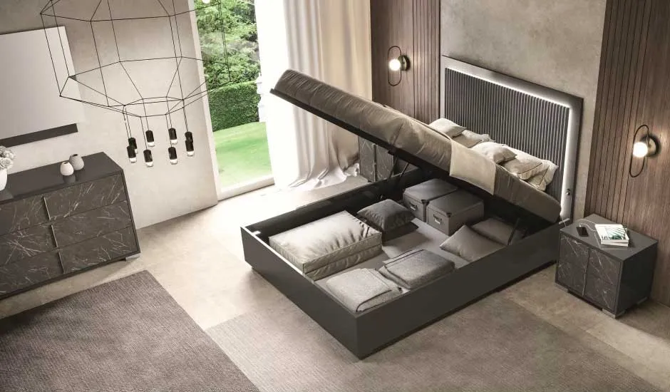 Letto Sky Euro Design con box contenitore aperto