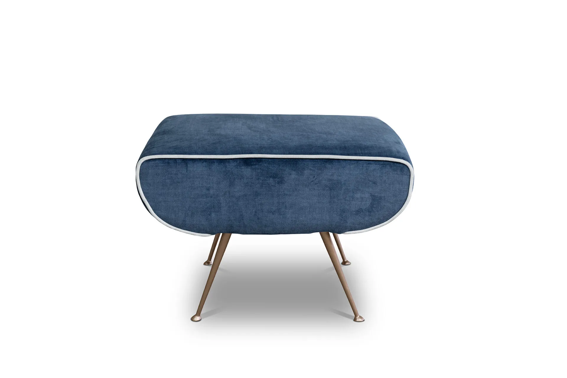 Pouf 51.14 Tosato visto di lato, con fianco arrotondato e cordoncino