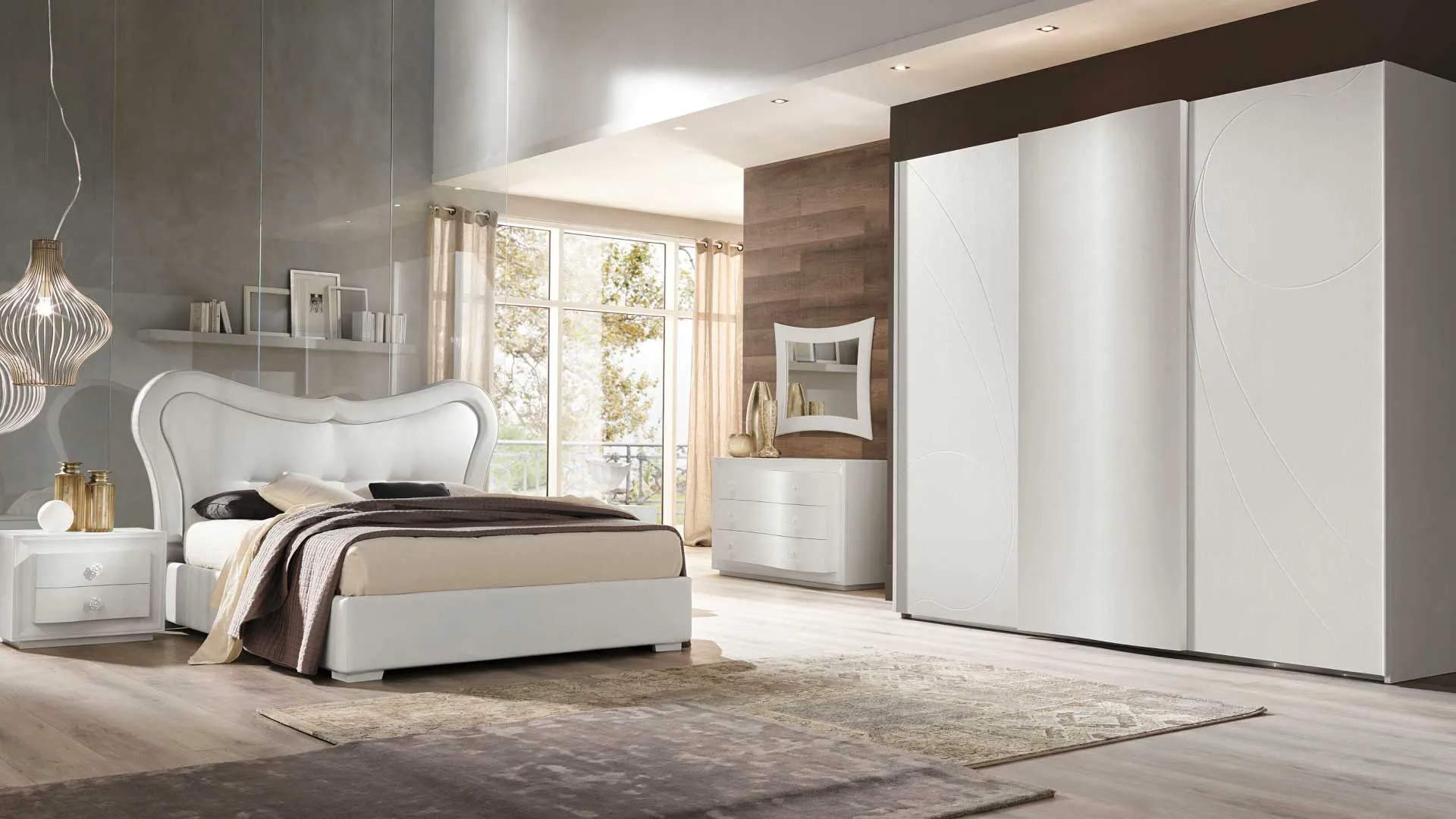 Armadio Pacifico Euro Design a tre ante scorrevoli in frassino bianco