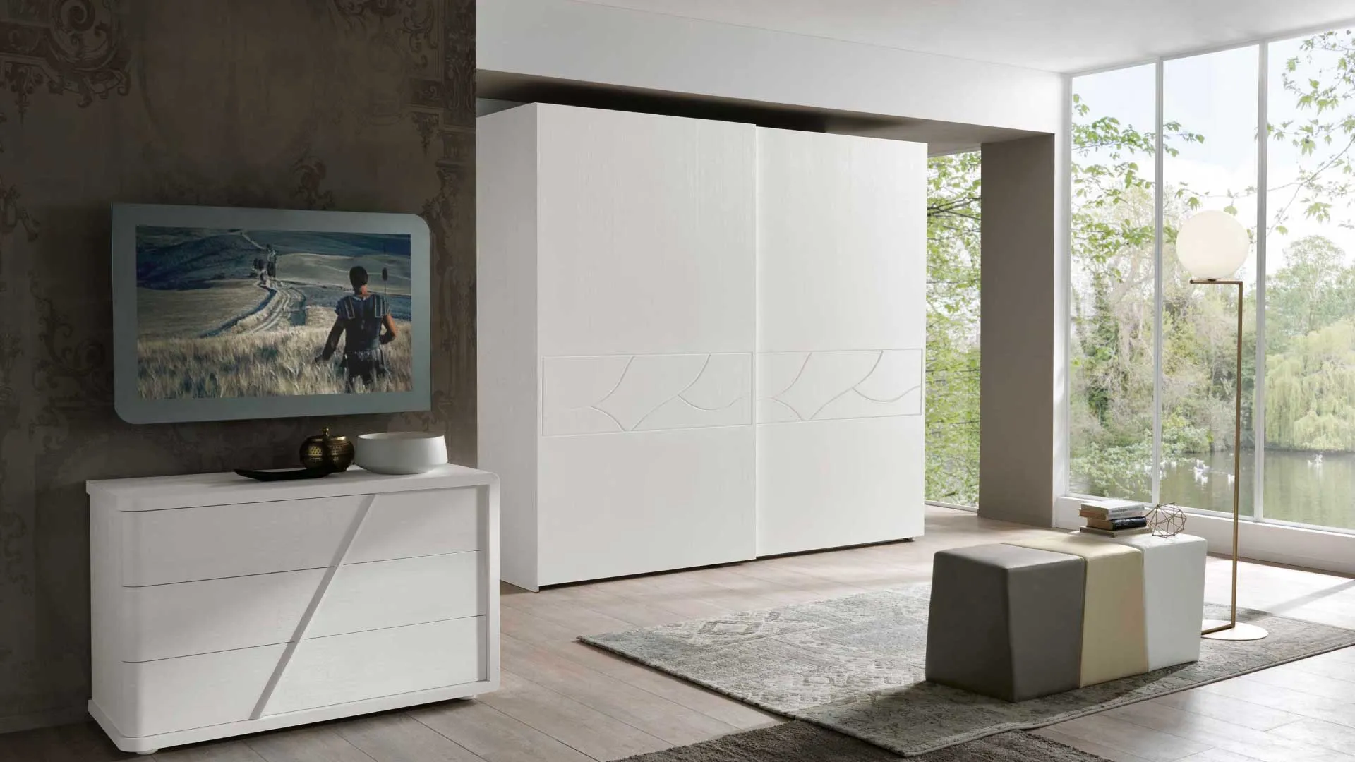Armadio Kim Euro Design a due ante in frassino bianco