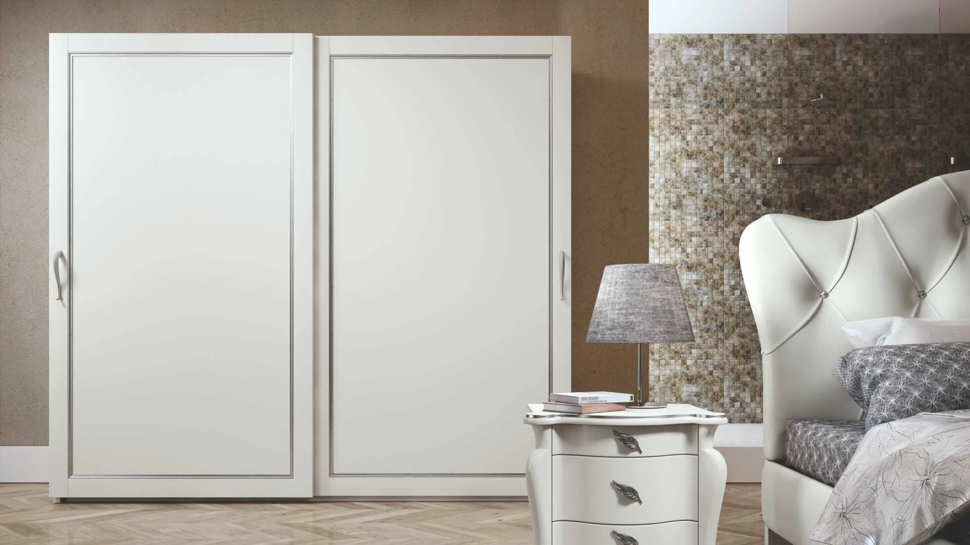 Armadio Robin Euro Design laccato bianco a due ante scorrevoli