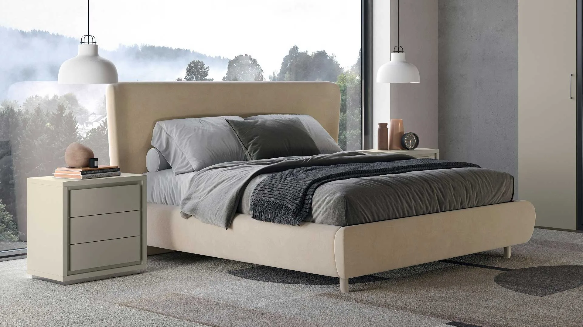 Letto imbottito Like Euro Design dalle linee squadrate