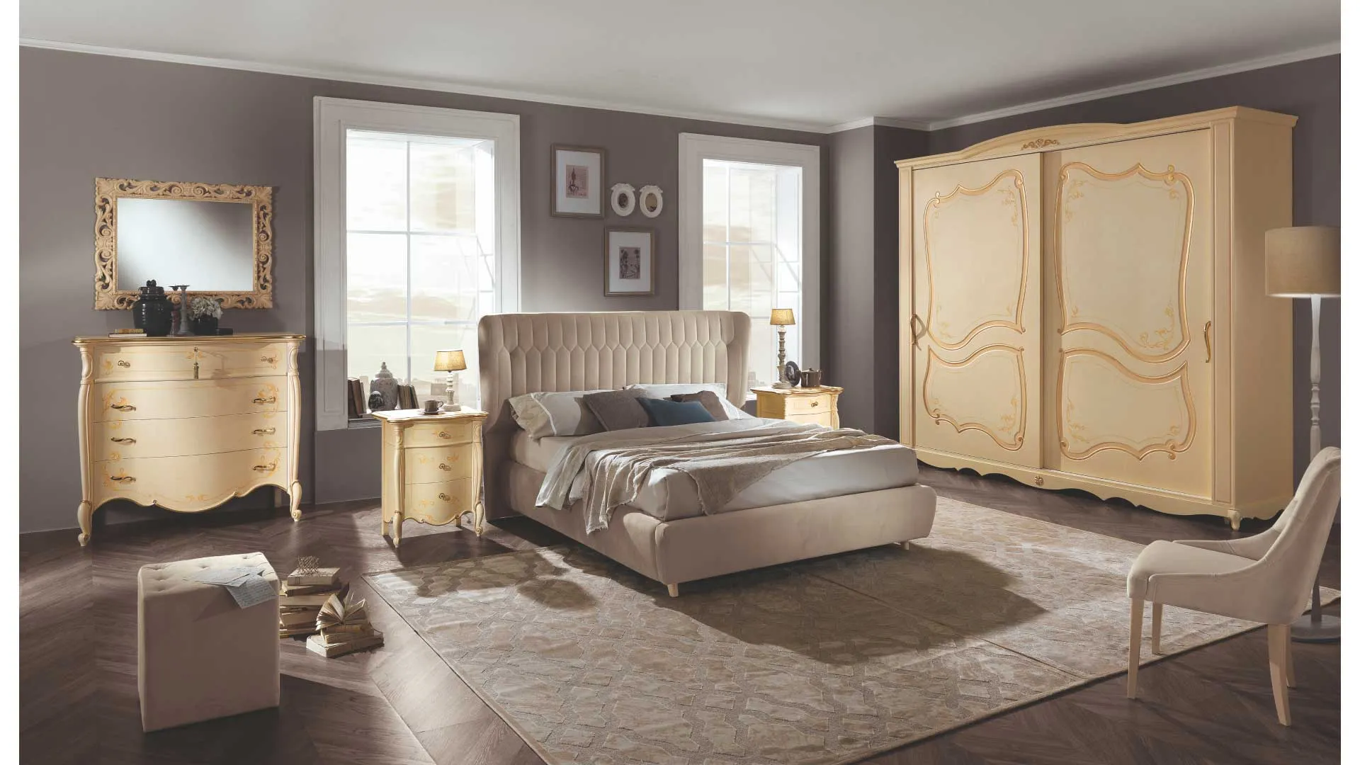 Letto imbottito Iris Euro Design con testiera a motivo geometrico