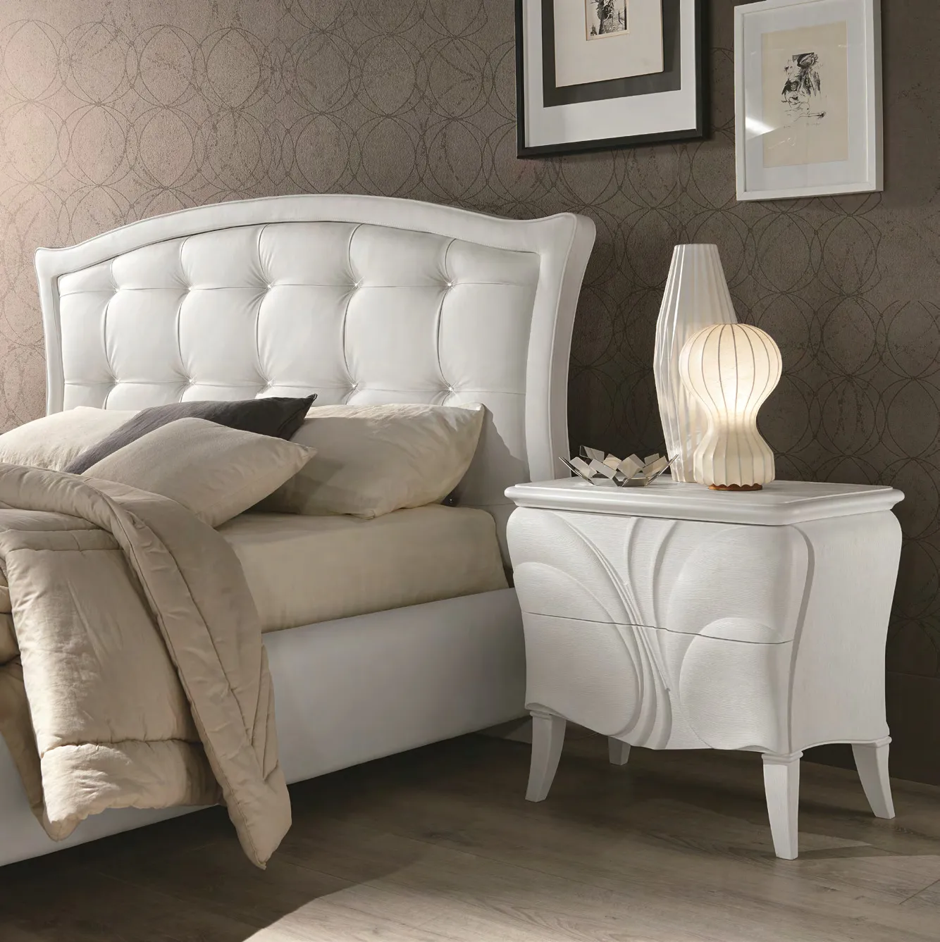 Letto Vittoria Euro Design con comodino Fiocco