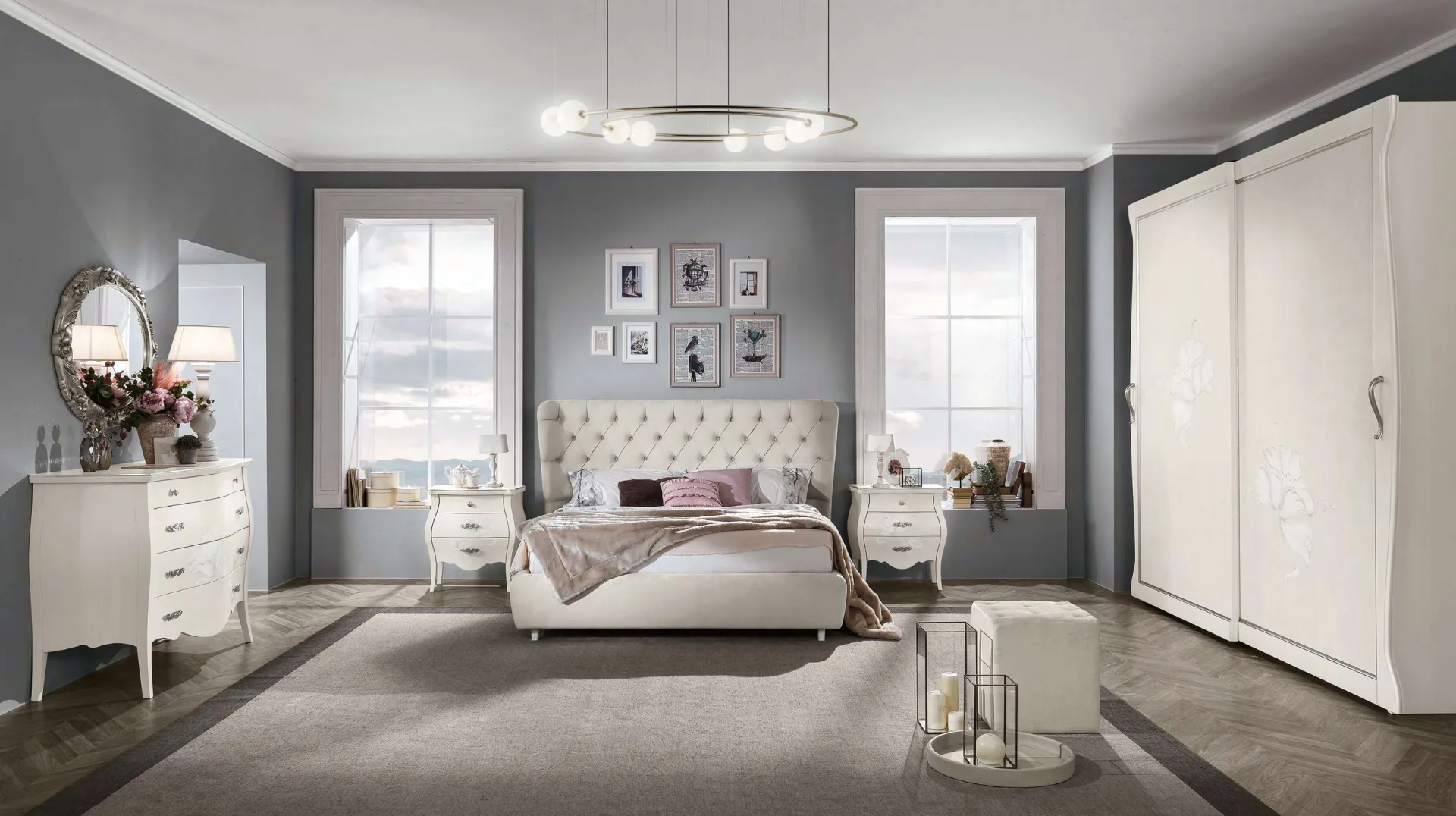 Camera da letto Aurora Euro Design composizione 131 con letto Viola e armadio Mida