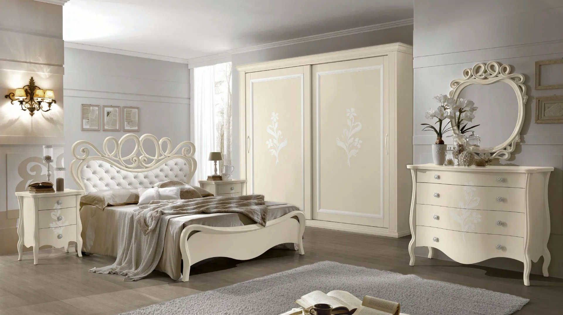 Camera Les Fleurs de l'Amour Euro Design composizione 4 laccata beige