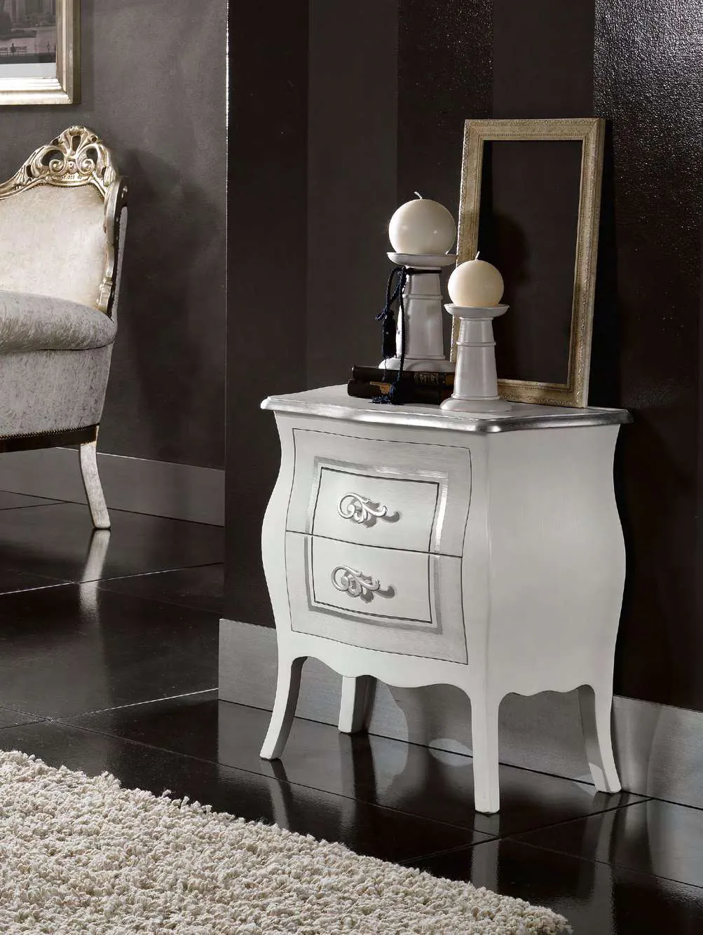 Comodino Alfieri Euro Design patinato bianco antico