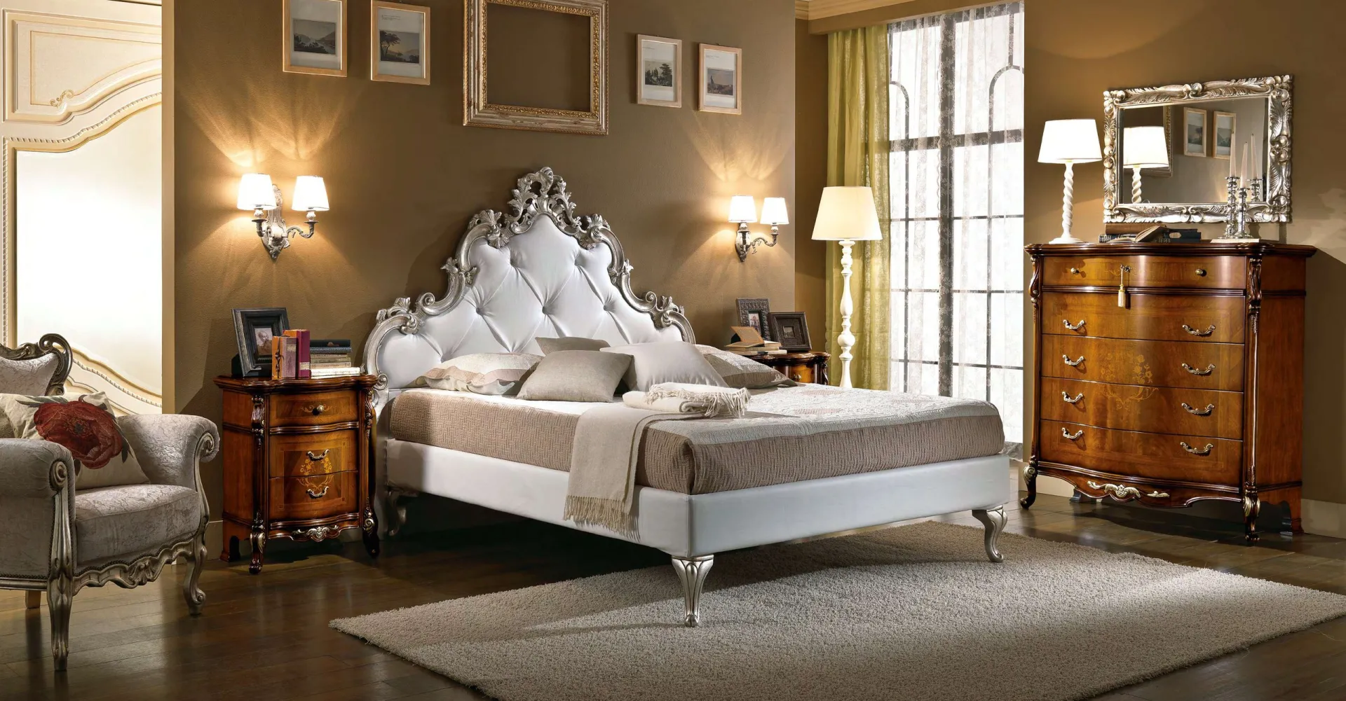 Camera Bellini Euro Design in noce con letto Ulisse